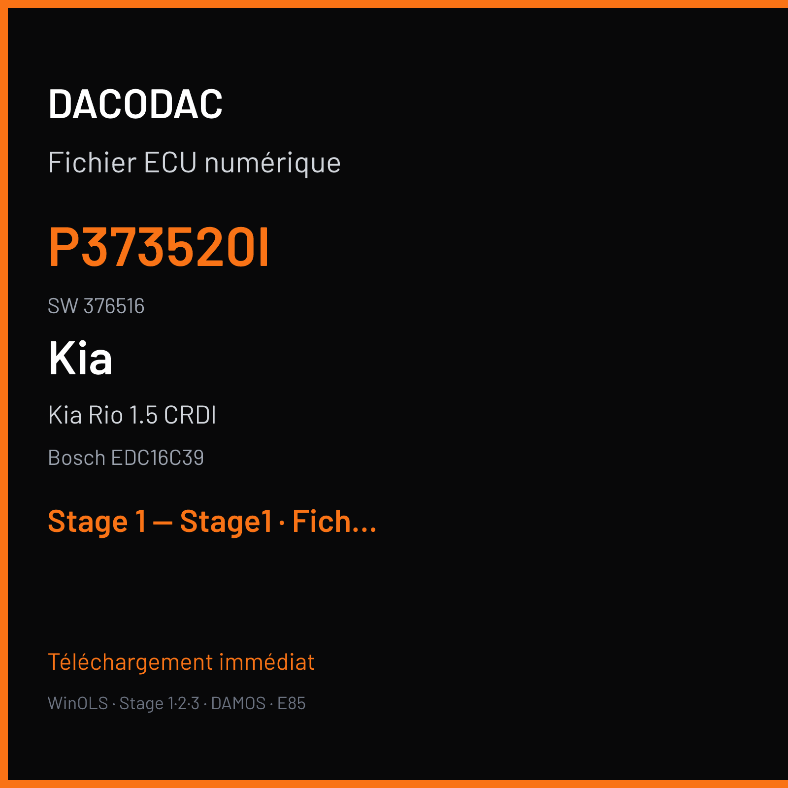 Kia Rio 1.5 CRDI (2005) — Bosch EDC16C39 — P373520I · 376516 — Stage 1 — Stage1
