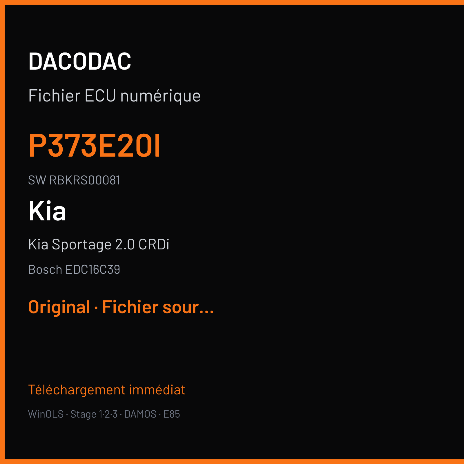 Kia Sportage 2.0 CRDi (2007) — Bosch EDC16C39 — P373E20I · RBKRS00081 — Original