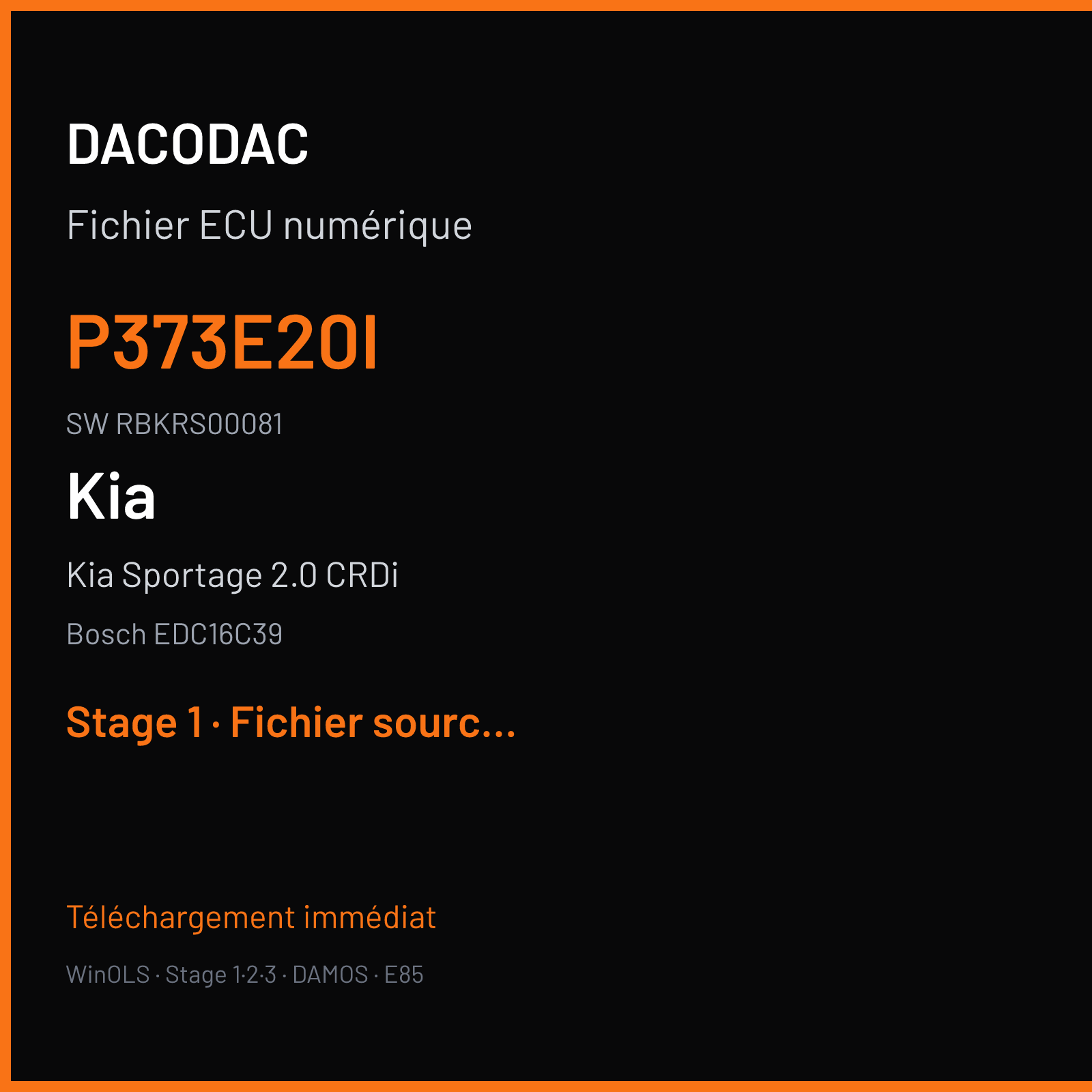 Kia Sportage 2.0 CRDi (2007) — Bosch EDC16C39 — P373E20I · RBKRS00081 — Stage 1