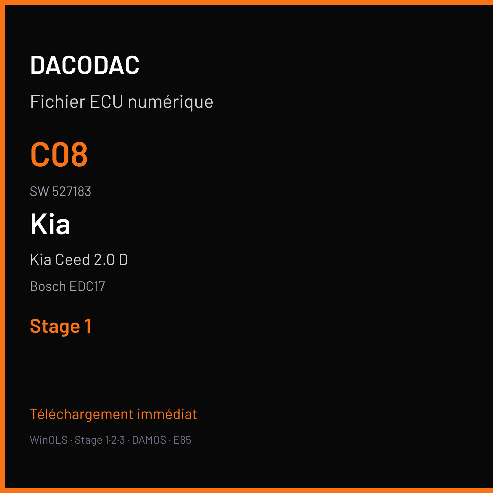 Kia Ceed 2.0 D (2013) — Bosch EDC17 — C08 · 527183 — Stage 1