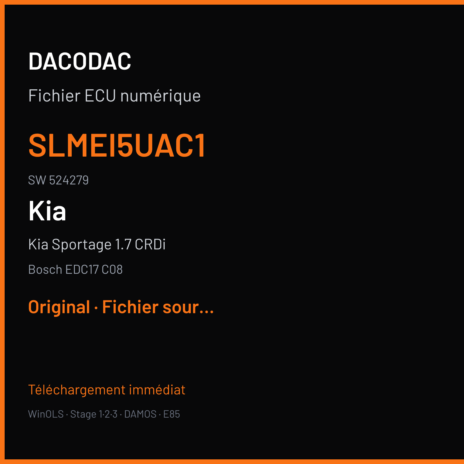 Kia Sportage 1.7 CRDi (2012) — Bosch EDC17 C08 — SLMEI5UAC1 · 524279 — Original