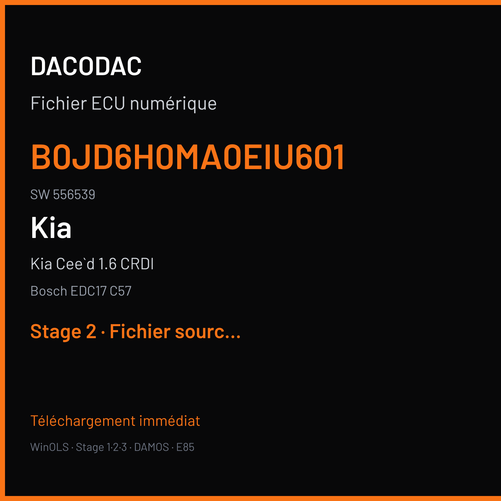 Kia Cee`d 1.6 CRDI (2016) — Bosch EDC17 C57 — B0JD6H0MA0EIU601 · 556539 — Stage 2