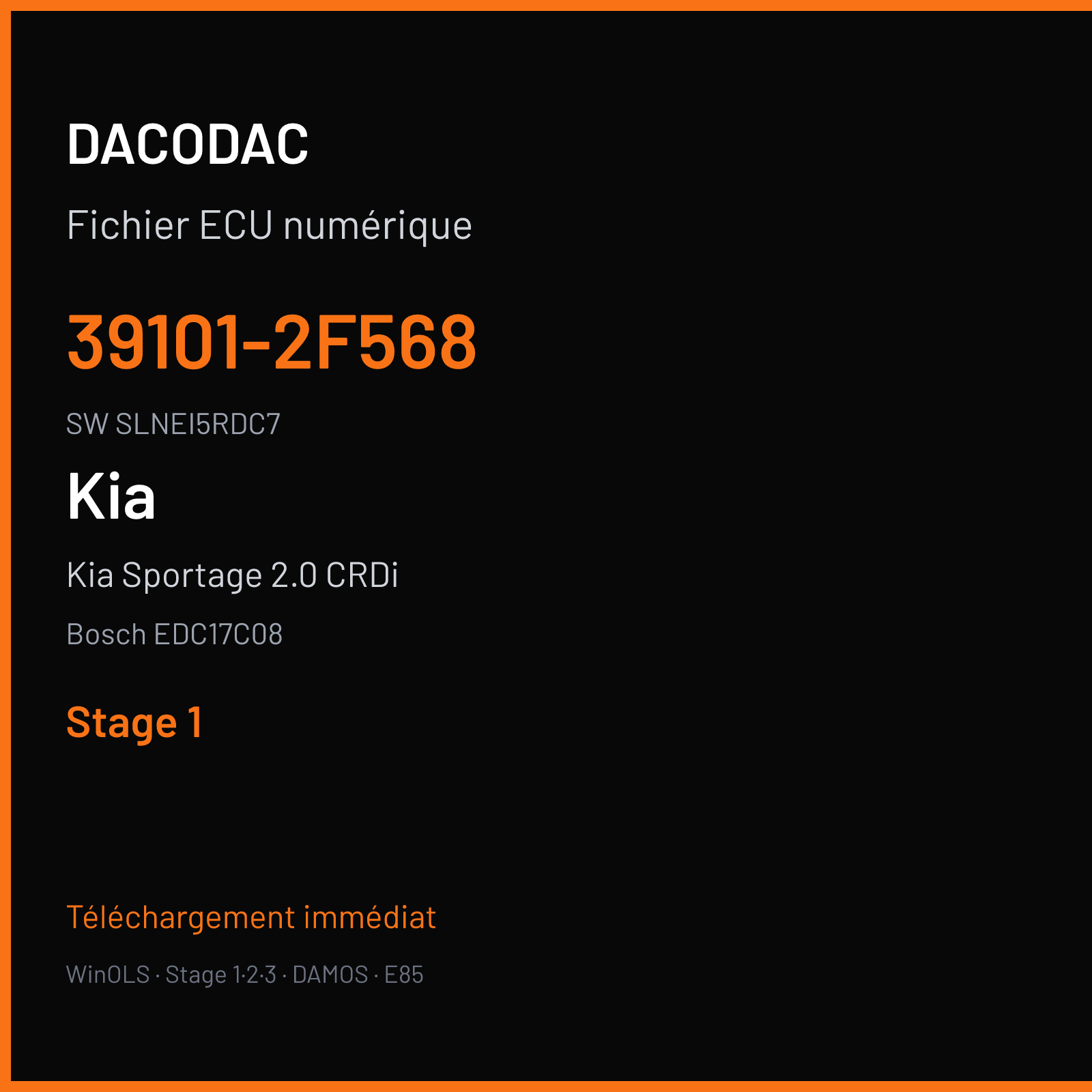 Kia Sportage 2.0 CRDi 140 ch (2014) — Bosch EDC17C08 — 39101-2F568 · SLNEI5RDC7 · 536980 — Stage 1