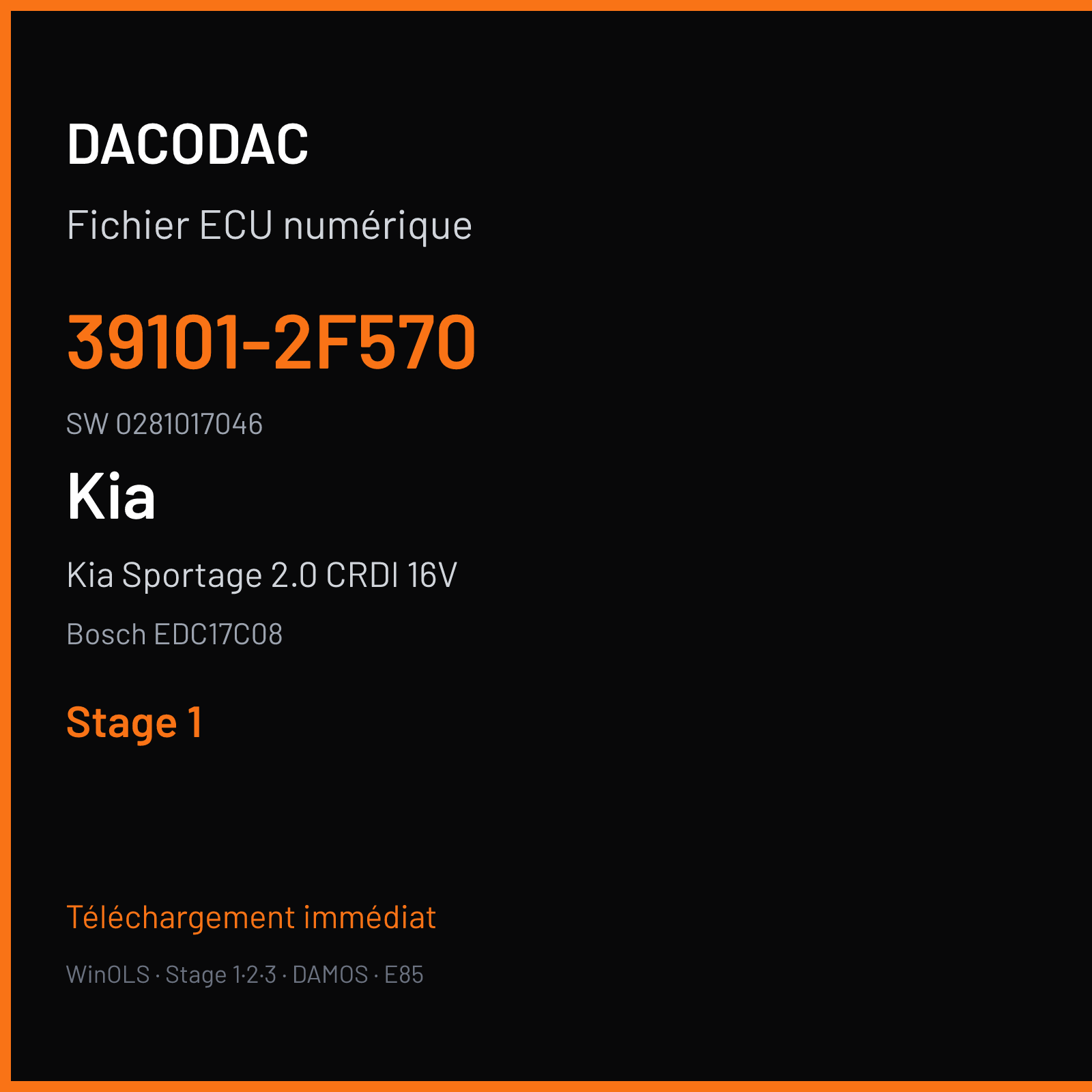 Kia Sportage 2.0 CRDI 16V 134 ch (2012) — Bosch EDC17C08 — 39101-2F570 · 0281017046 · 515190 — Stage 1