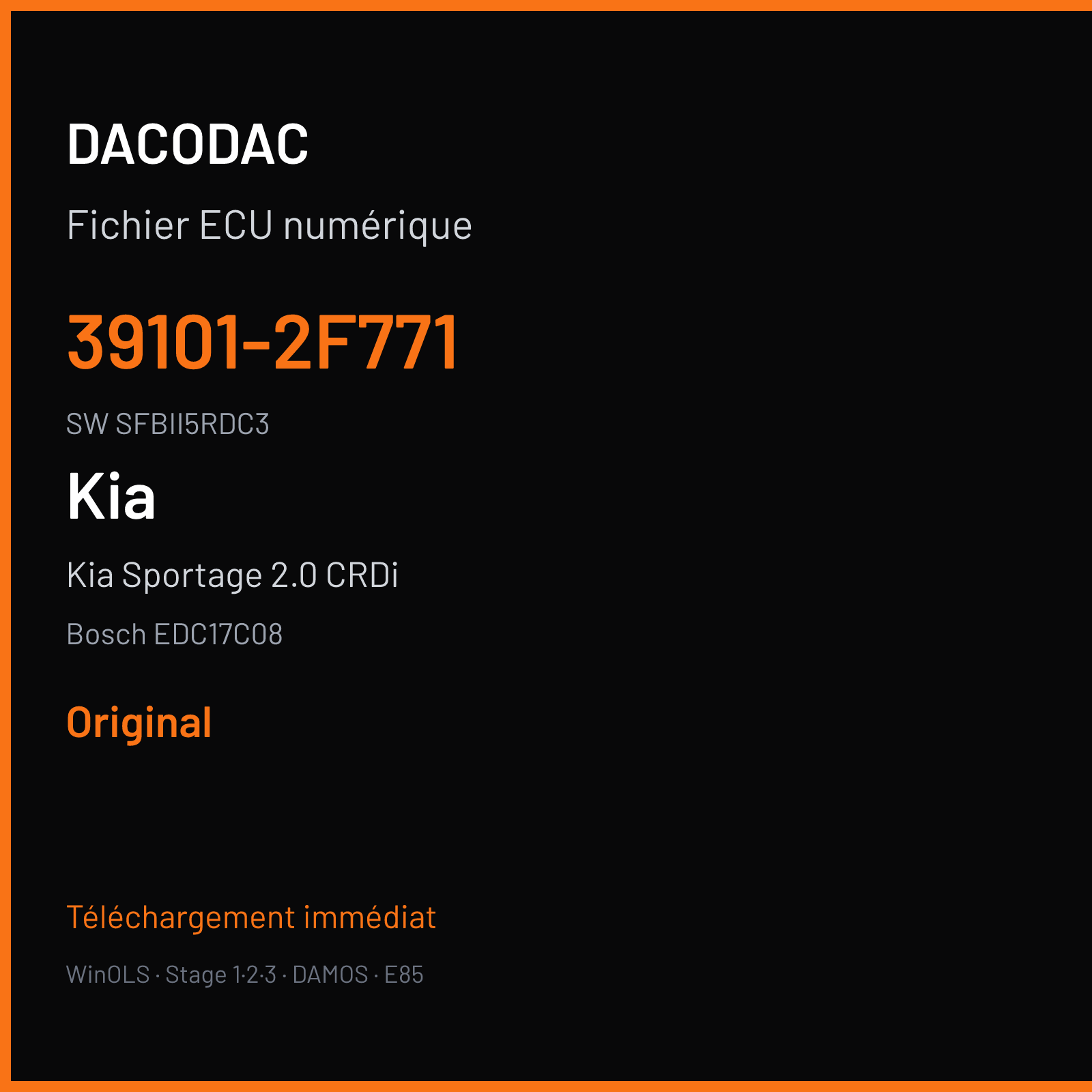 Kia Sportage 2.0 CRDi 136 ch (2015) — Bosch EDC17C08 — 39101-2F771 · SFBII5RDC3 · 544566 — Original