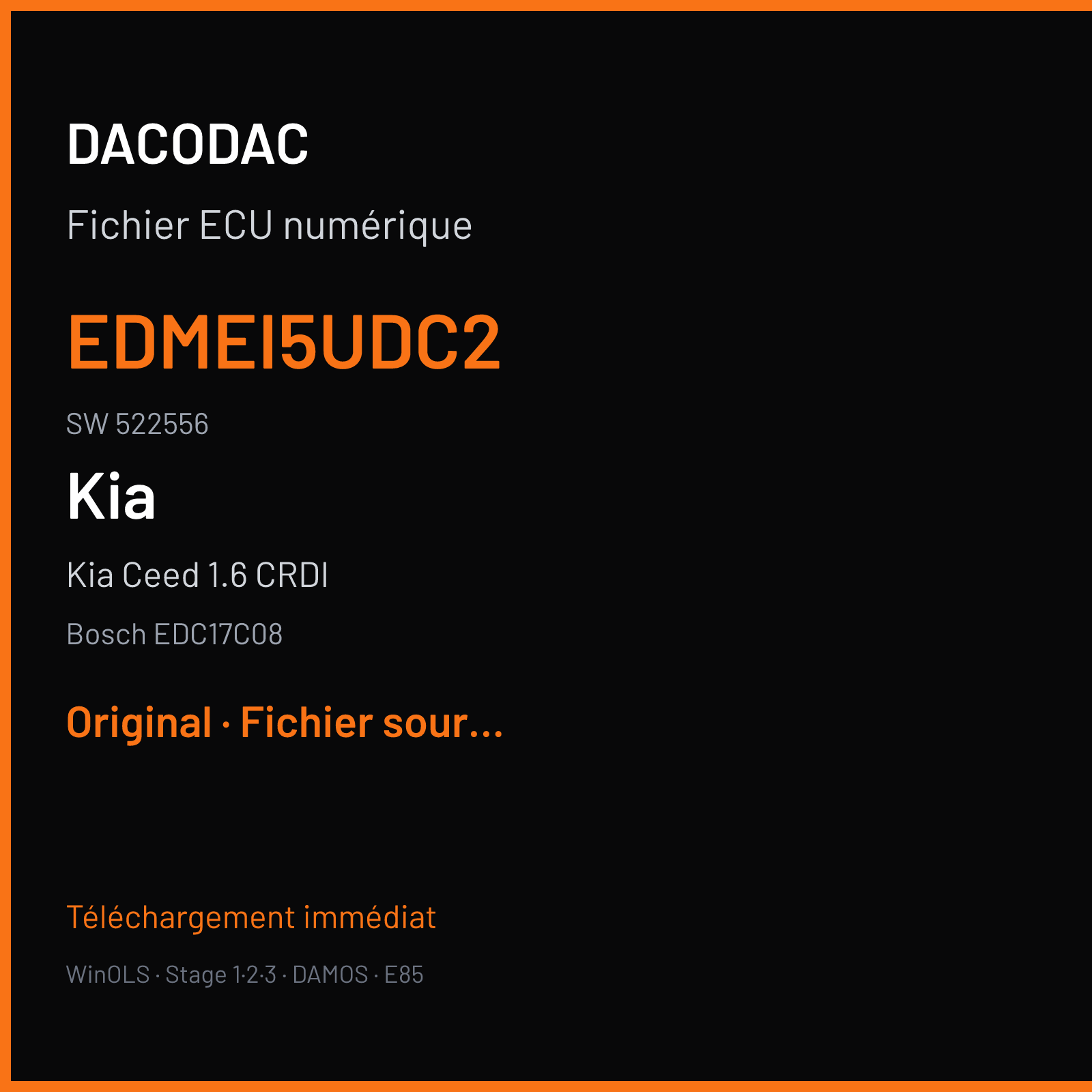 Kia Ceed 1.6 CRDI (2012) — Bosch EDC17C08 — EDMEI5UDC2 · 522556 — Original