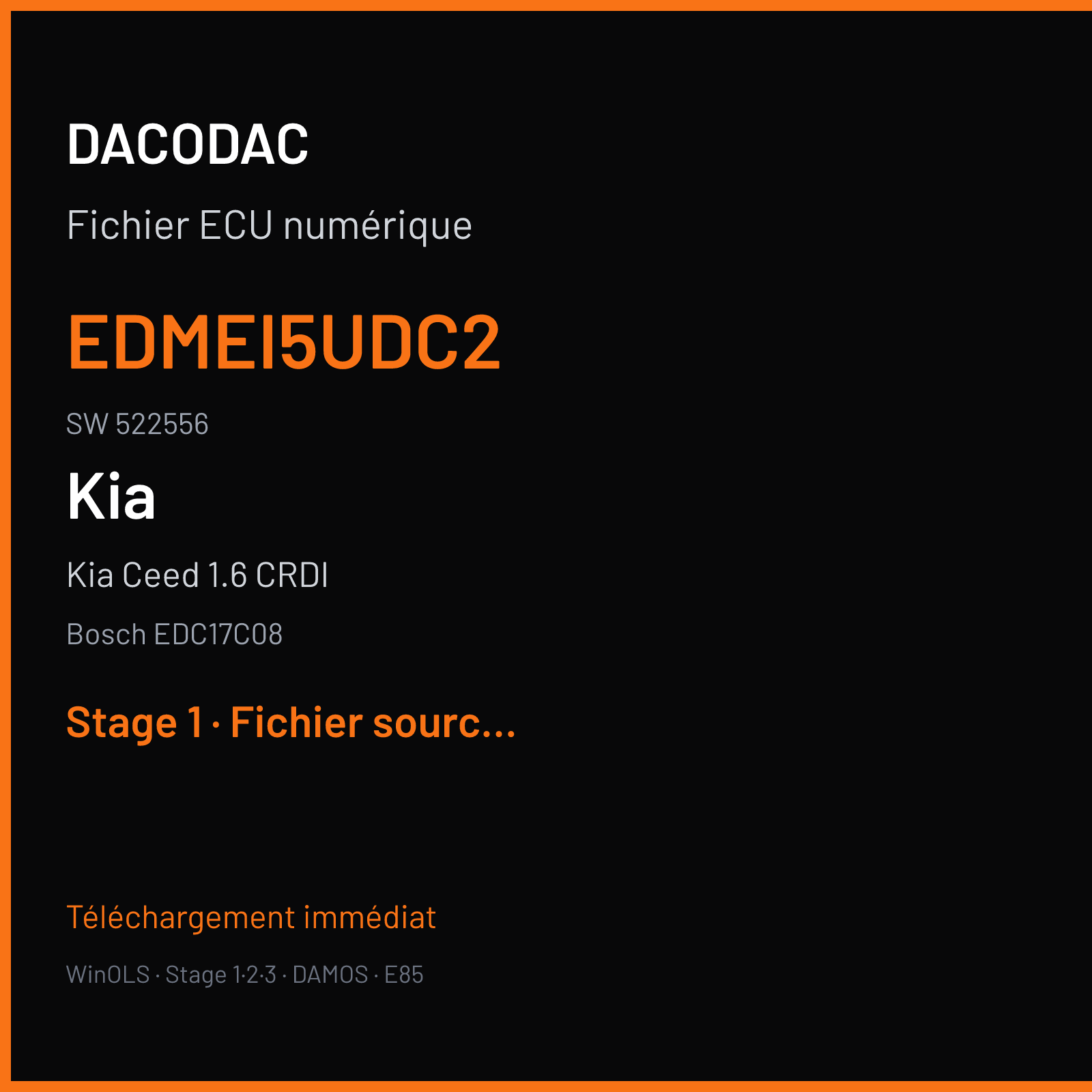 Kia Ceed 1.6 CRDI (2012) — Bosch EDC17C08 — EDMEI5UDC2 · 522556 — Stage 1