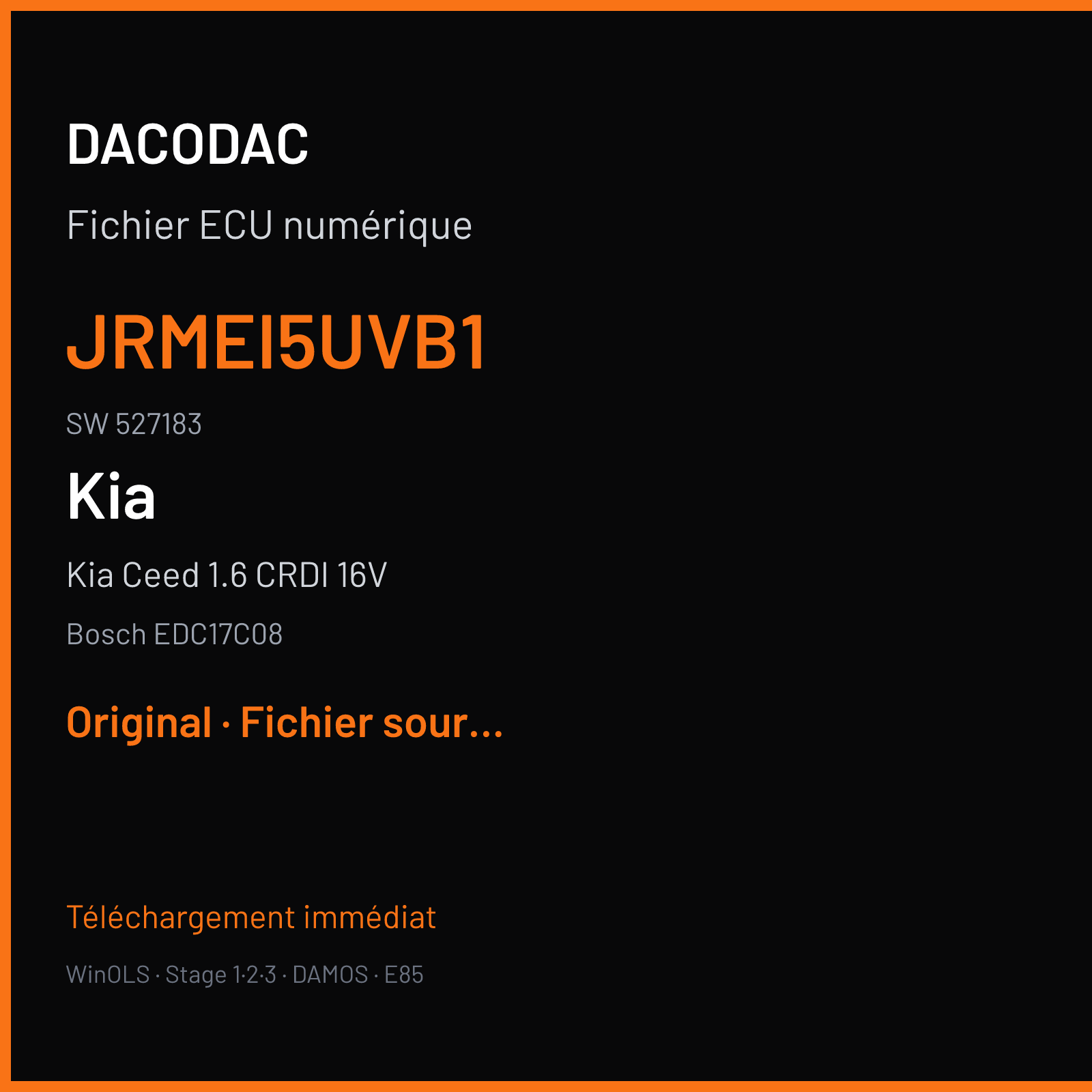 Kia Ceed 1.6 CRDI 16V (2012) — Bosch EDC17C08 — JRMEI5UVB1 · 527183 — Original