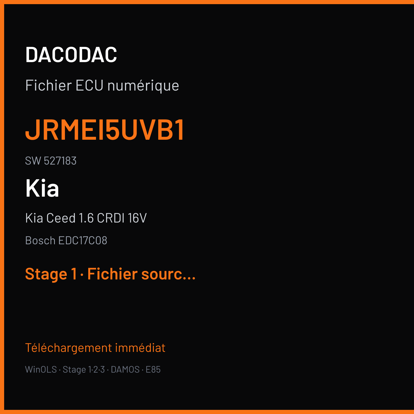 Kia Ceed 1.6 CRDI 16V (2012) — Bosch EDC17C08 — JRMEI5UVB1 · 527183 — Stage 1