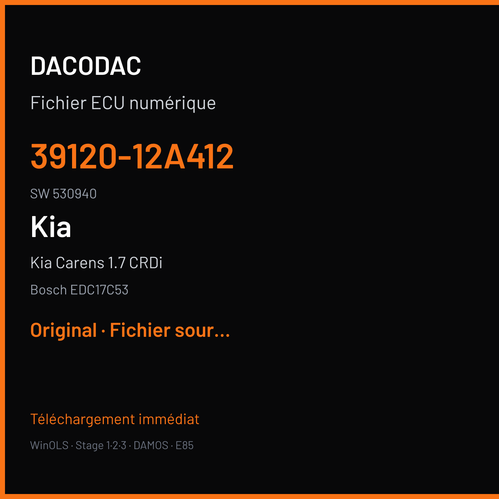 Kia Carens 1.7 CRDi (2015) — Bosch EDC17C53 — 39120-12A412 · 530940 — Original