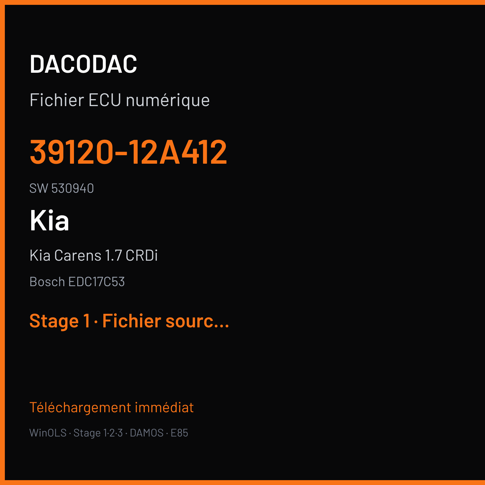 Kia Carens 1.7 CRDi (2015) — Bosch EDC17C53 — 39120-12A412 · 530940 — Stage 1