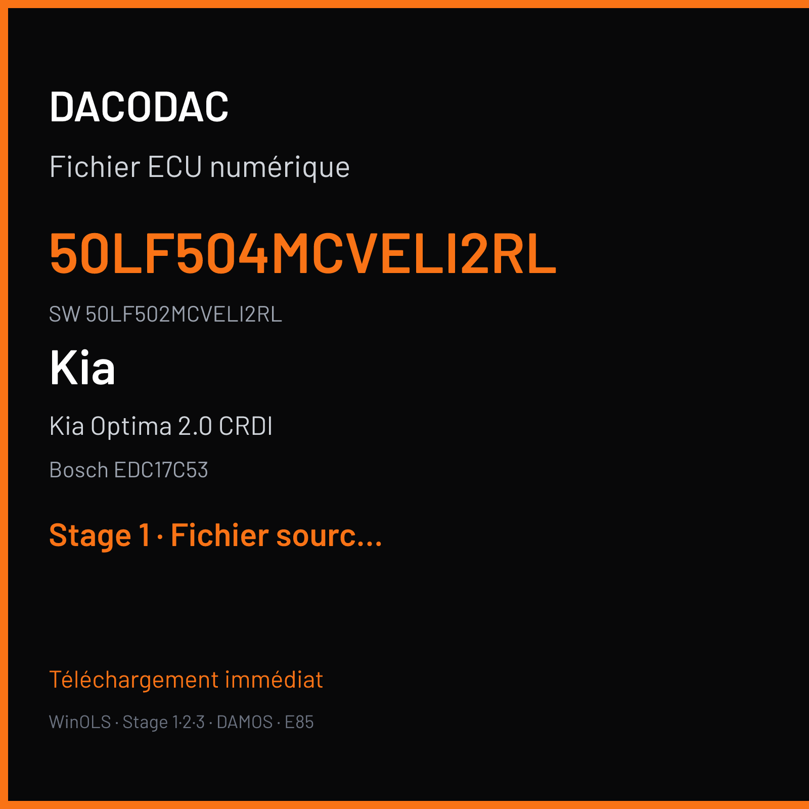 Kia Optima 2.0 CRDI 136 ch (2015) — Bosch EDC17C53 — 50LF504MCVELI2RL · 50LF502MCVELI2RL · 536046 — Stage 1