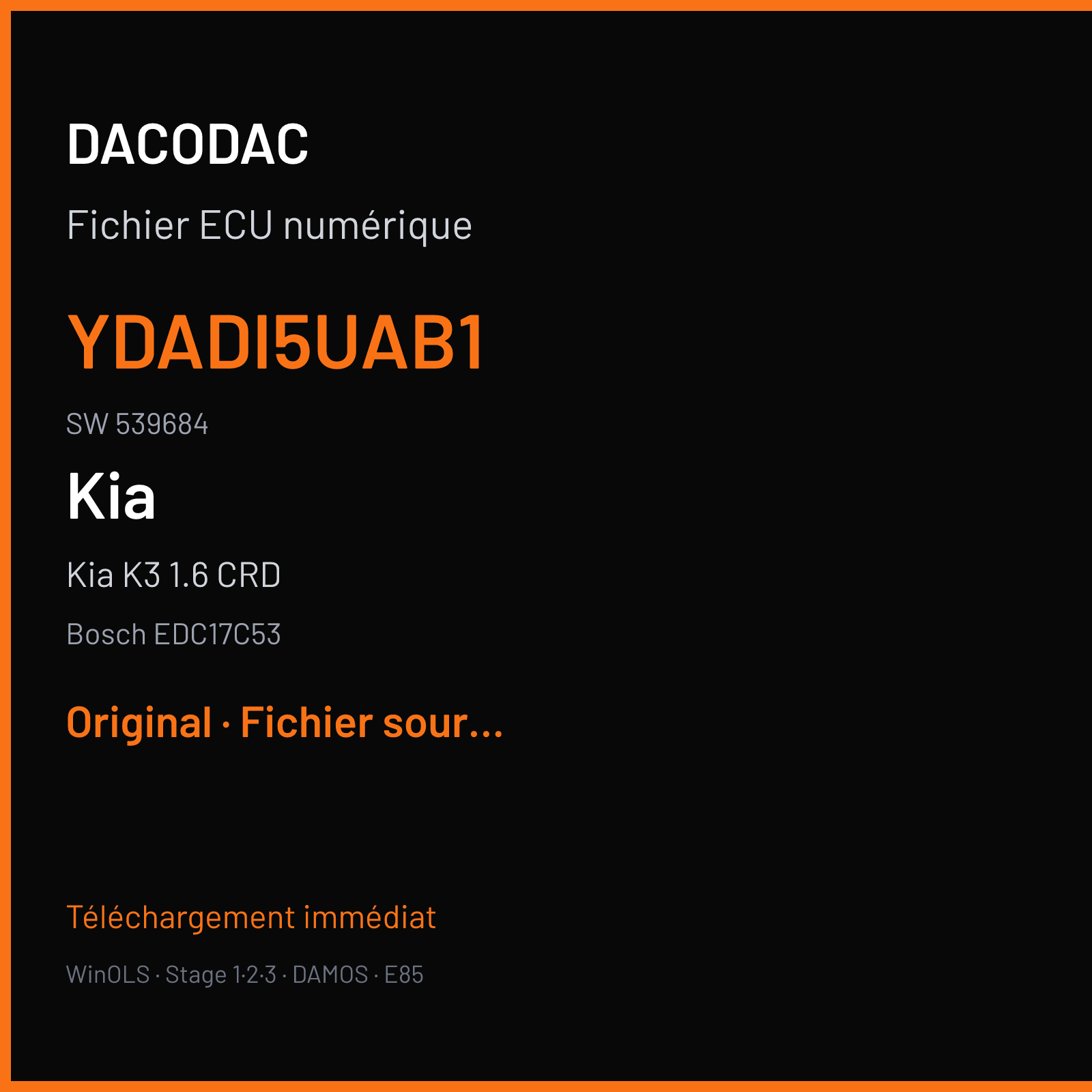 Kia K3 1.6 CRD (2014) — Bosch EDC17C53 — YDADI5UAB1 · 539684 — Original