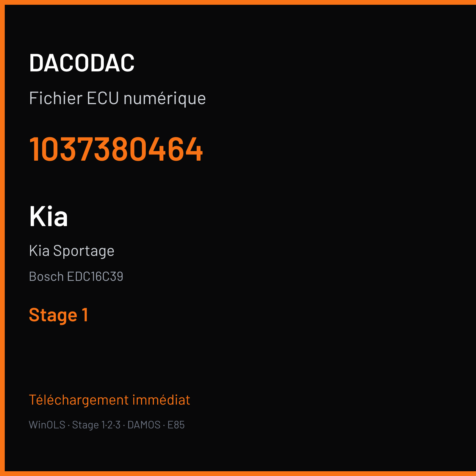 Kia Sportage — Bosch EDC16C39 — 1037380464 — Stage 1