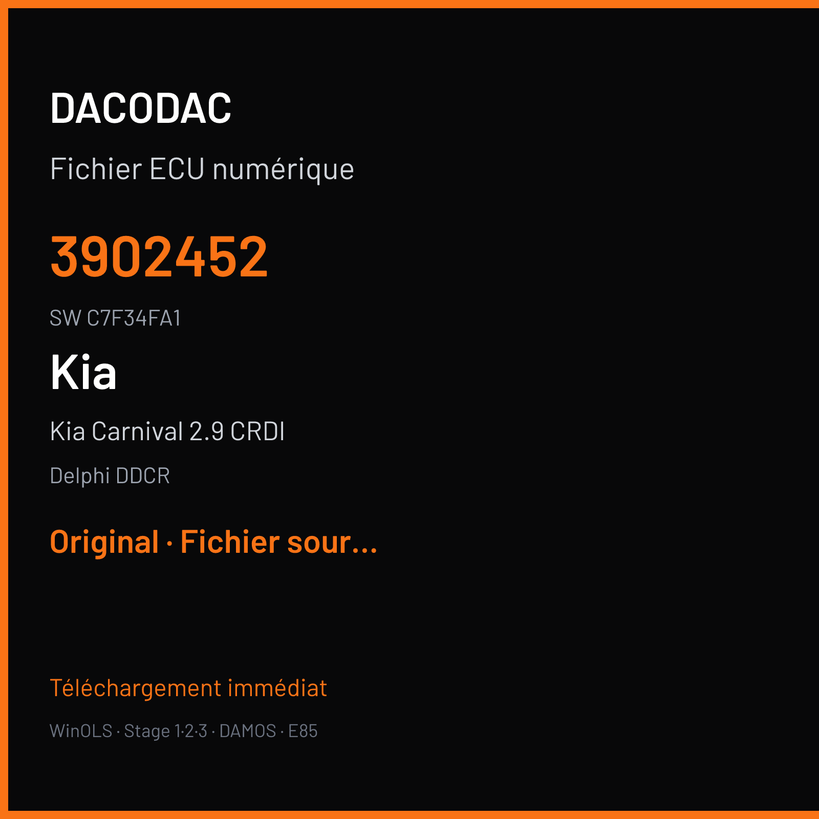 Kia Carnival 2.9 CRDI — Delphi DDCR — 3902452 · C7F34FA1 — Original