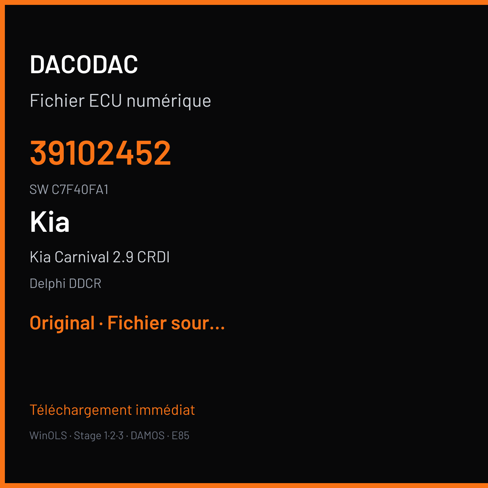 Kia Carnival 2.9 CRDI (2002) — Delphi DDCR — 39102452 · C7F40FA1 — Original