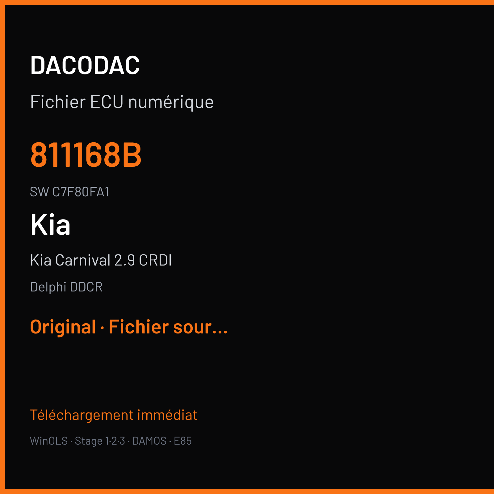 Kia Carnival 2.9 CRDI (2003) — Delphi DDCR — 811168B · C7F80FA1 — Original