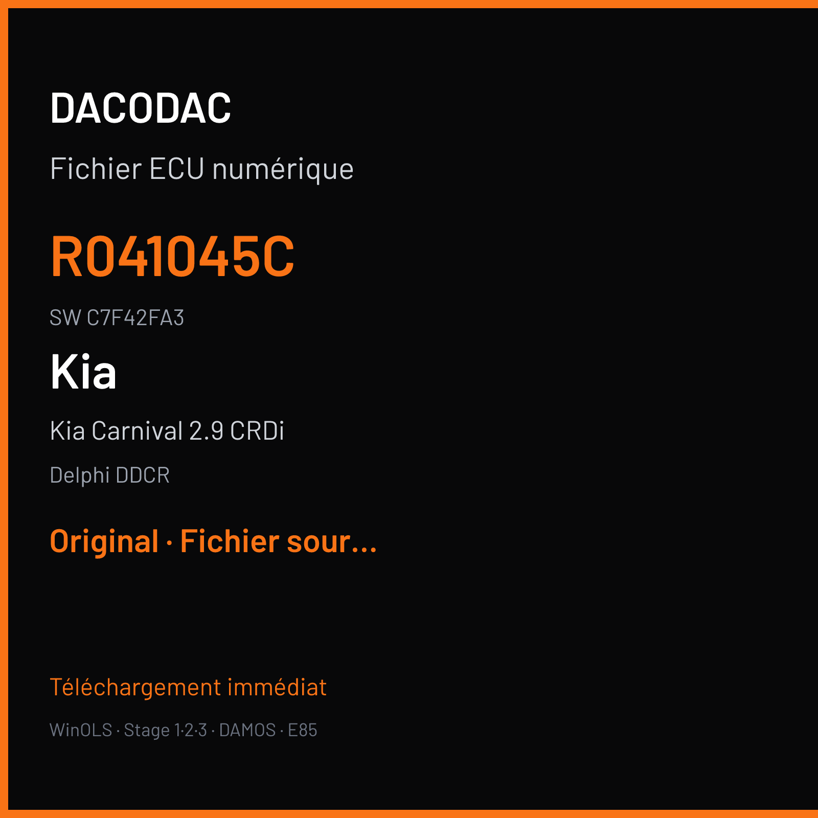 Kia Carnival 2.9 CRDi 144 ch — Delphi DDCR — R041045C · C7F42FA3 — Original