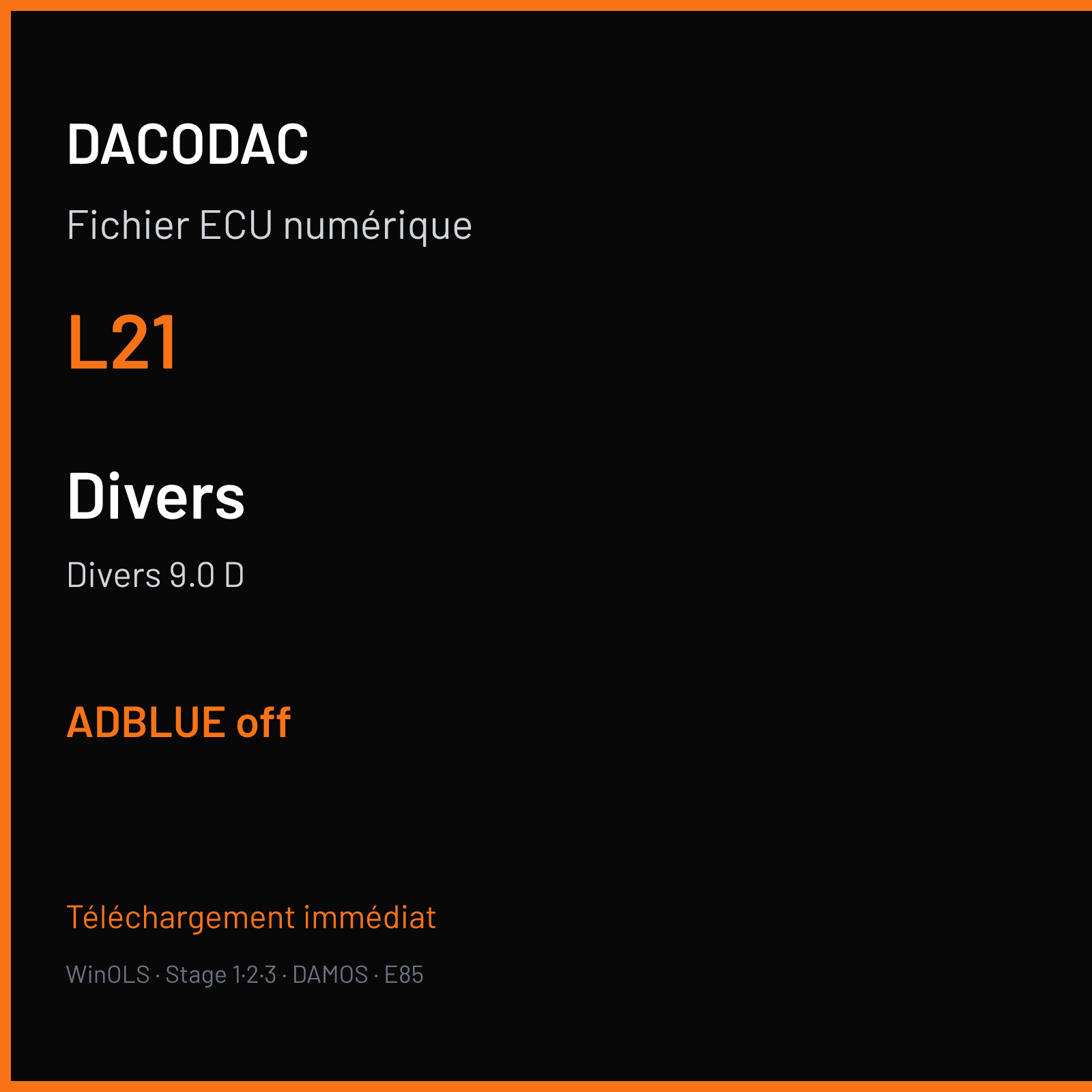 Divers 9.0 D (2014) — L21 — ADBLUE off