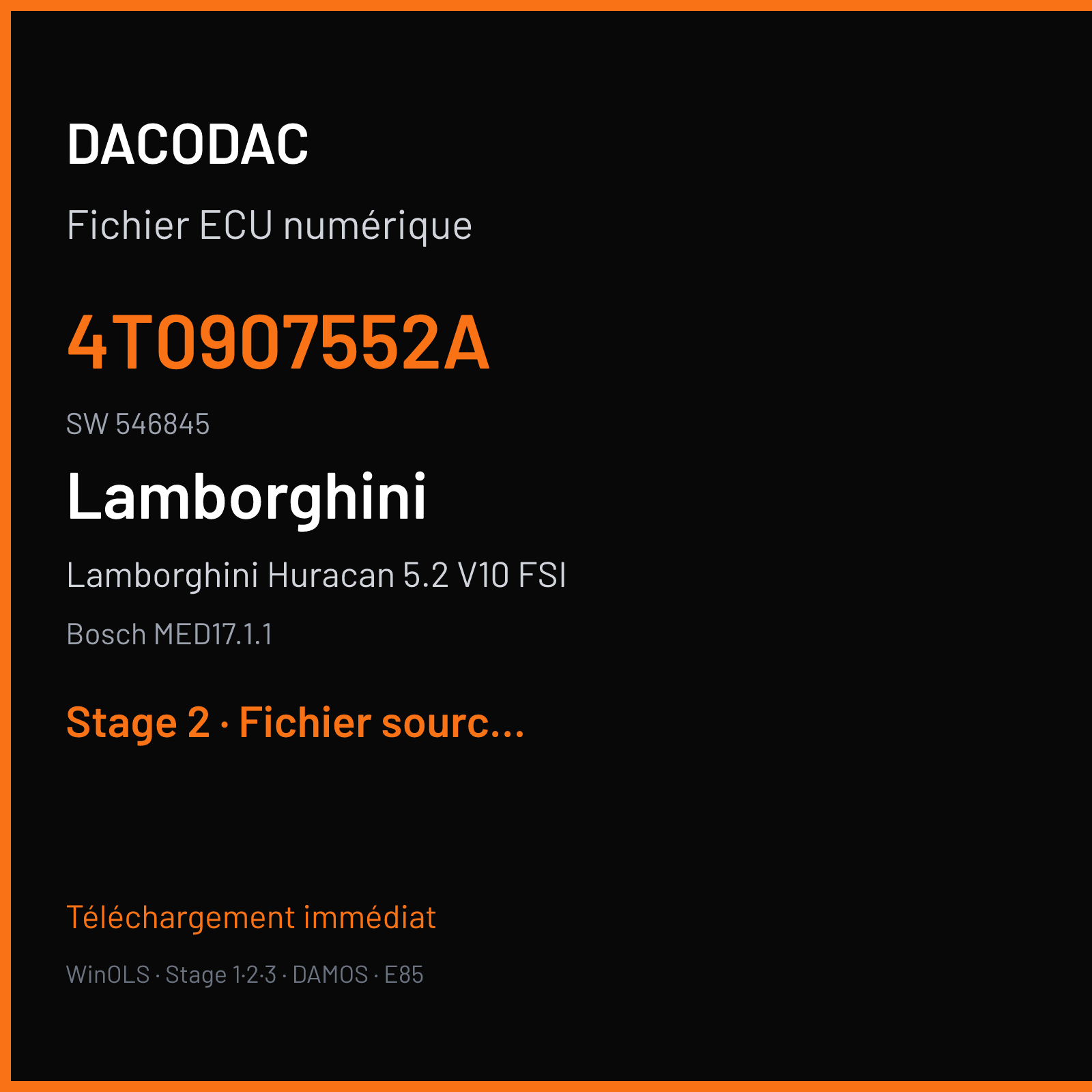 Lamborghini Huracan 5.2 V10 FSI (2015) — Bosch MED17.1.1 — 4T0907552A · 546845 — Stage 2