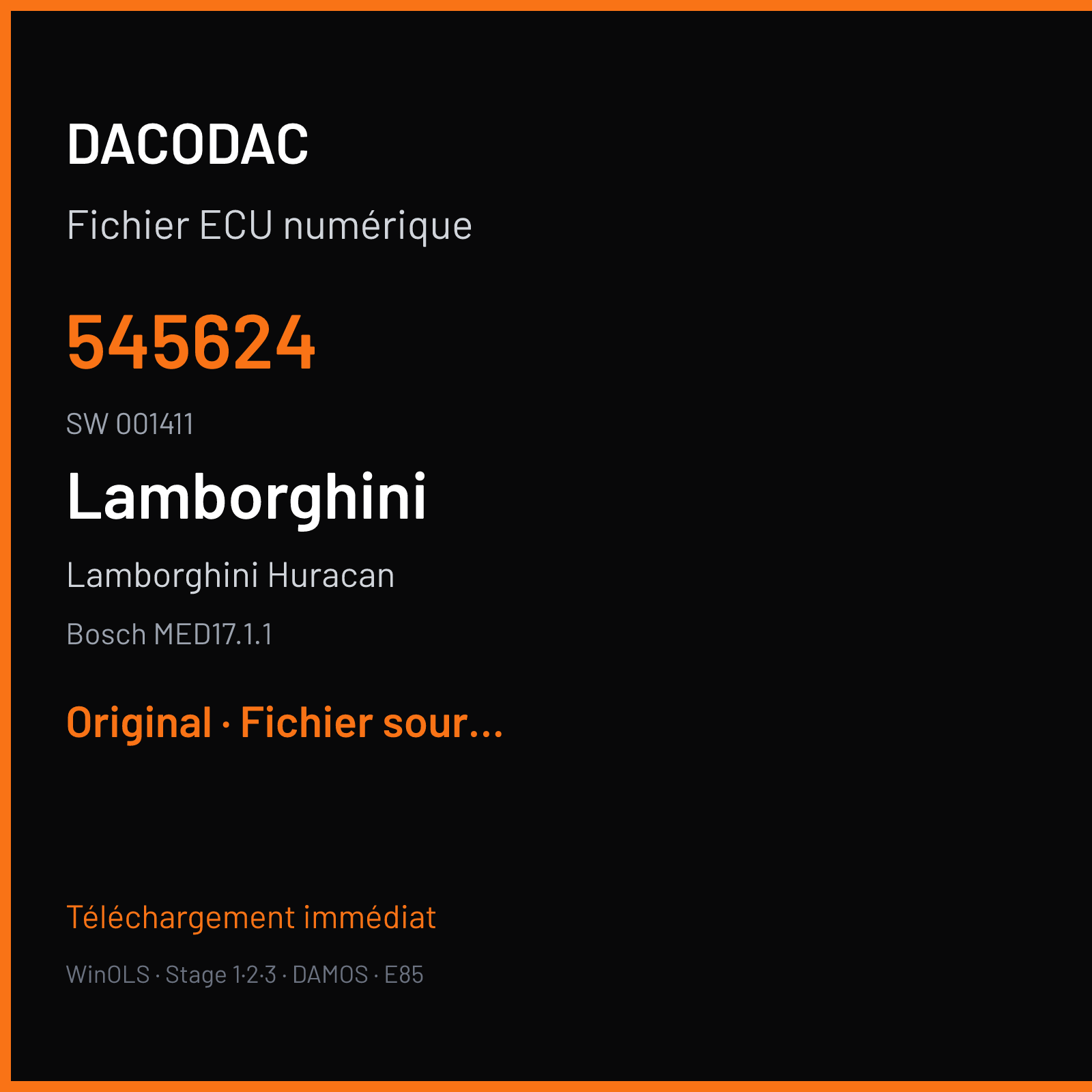 Lamborghini Huracan — Bosch MED17.1.1 — 545624 · 001411 — Original
