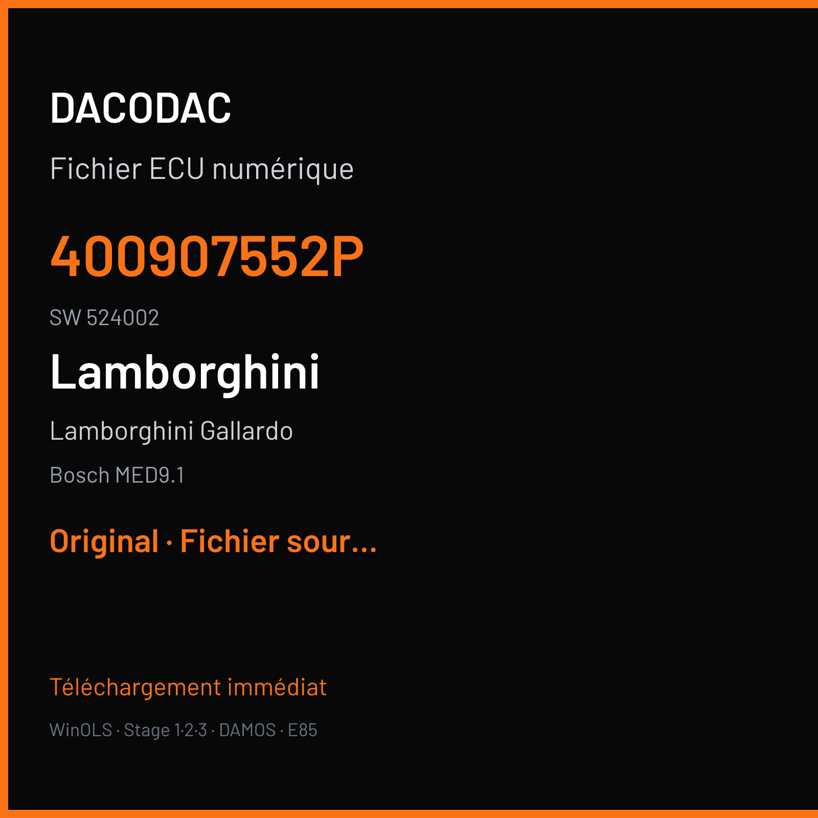 Lamborghini Gallardo (2013) — Bosch MED9.1 — 400907552P · 524002 — Original