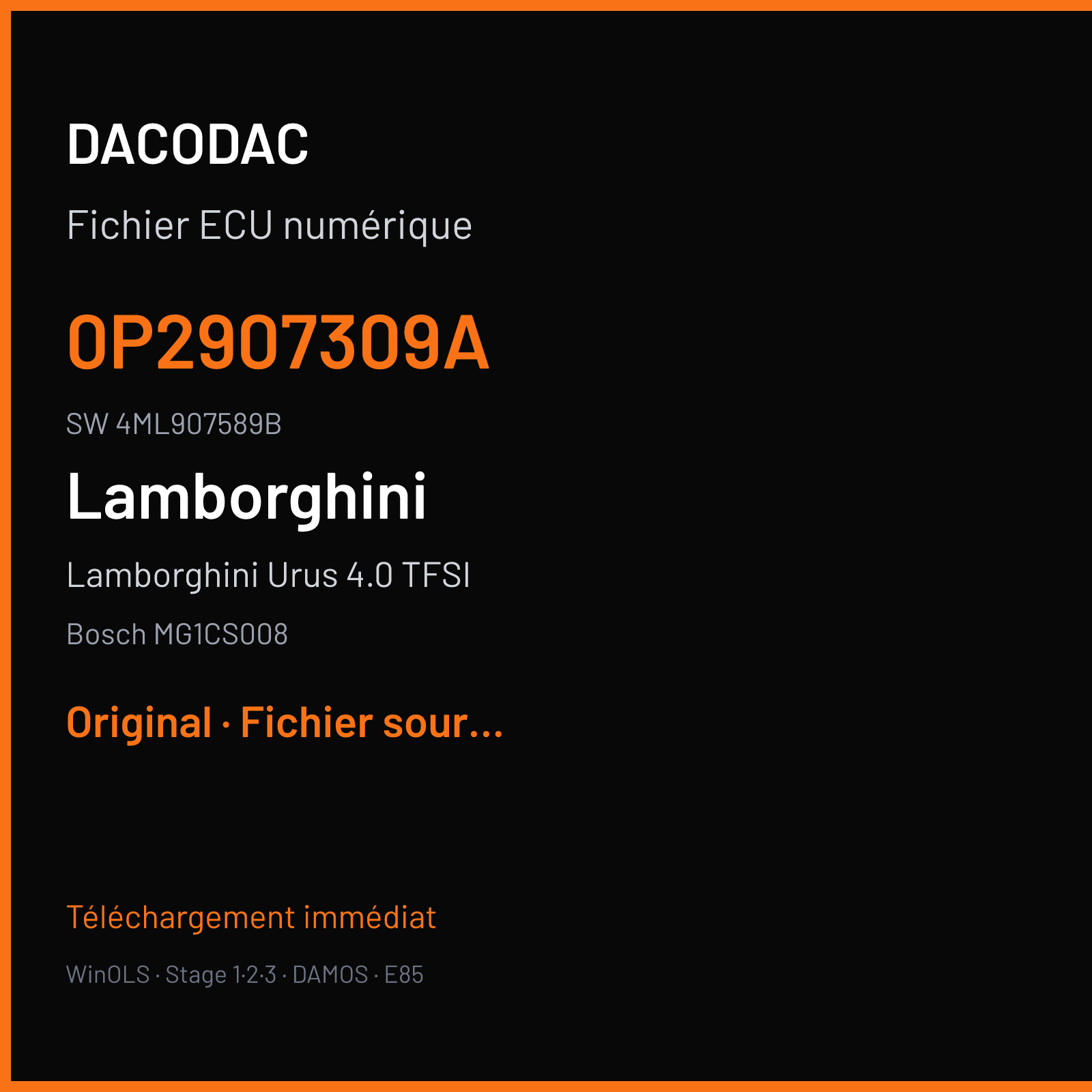 Lamborghini Urus 4.0 TFSI (2019) — Bosch MG1CS008 — 0P2907309A · 4ML907589B — Original