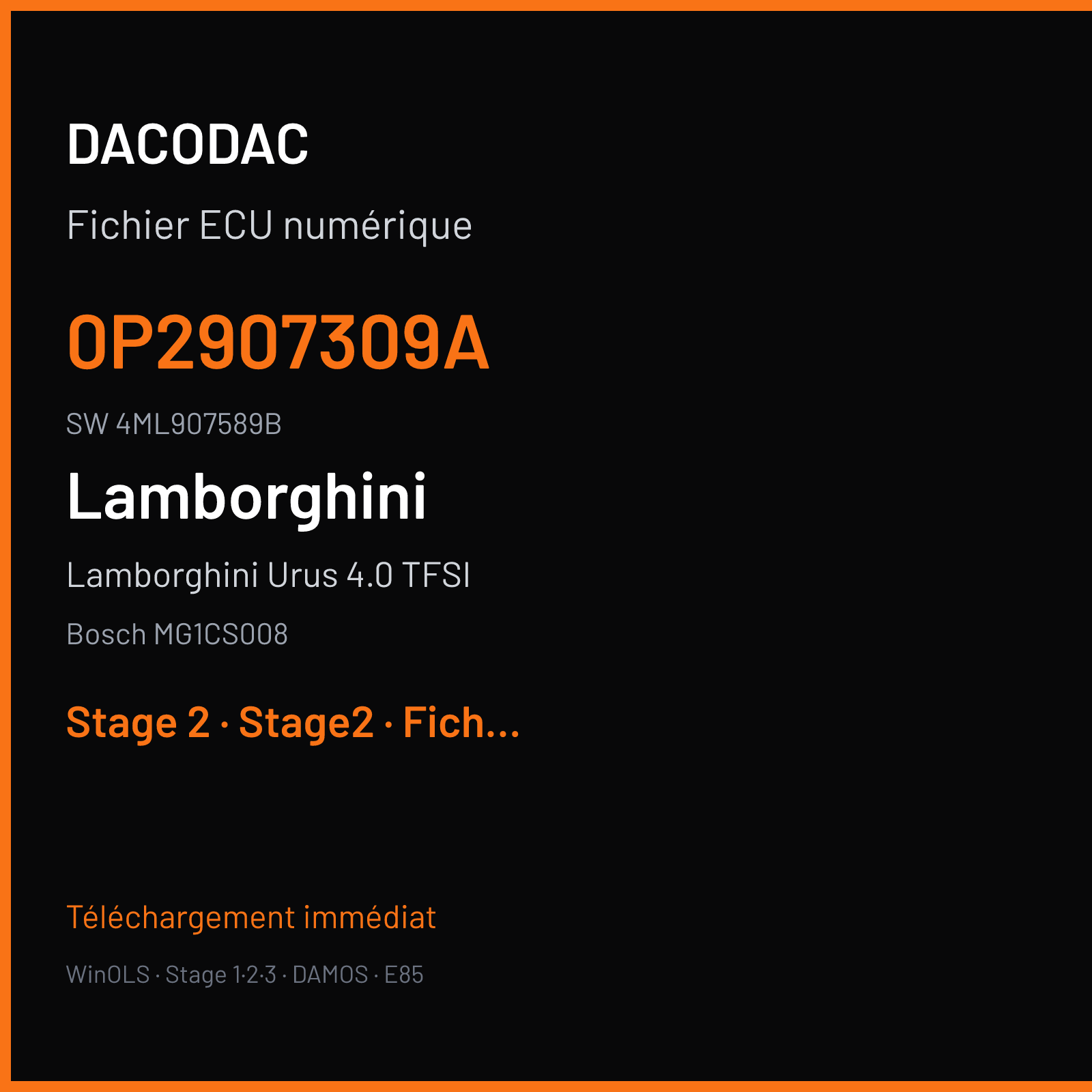 Lamborghini Urus 4.0 TFSI (2019) — Bosch MG1CS008 — 0P2907309A · 4ML907589B — Stage 2