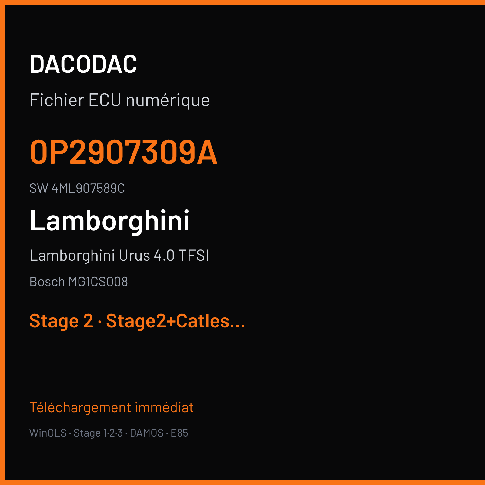 Lamborghini Urus 4.0 TFSI (2019) — Bosch MG1CS008 — 0P2907309A · 4ML907589C — Stage 2