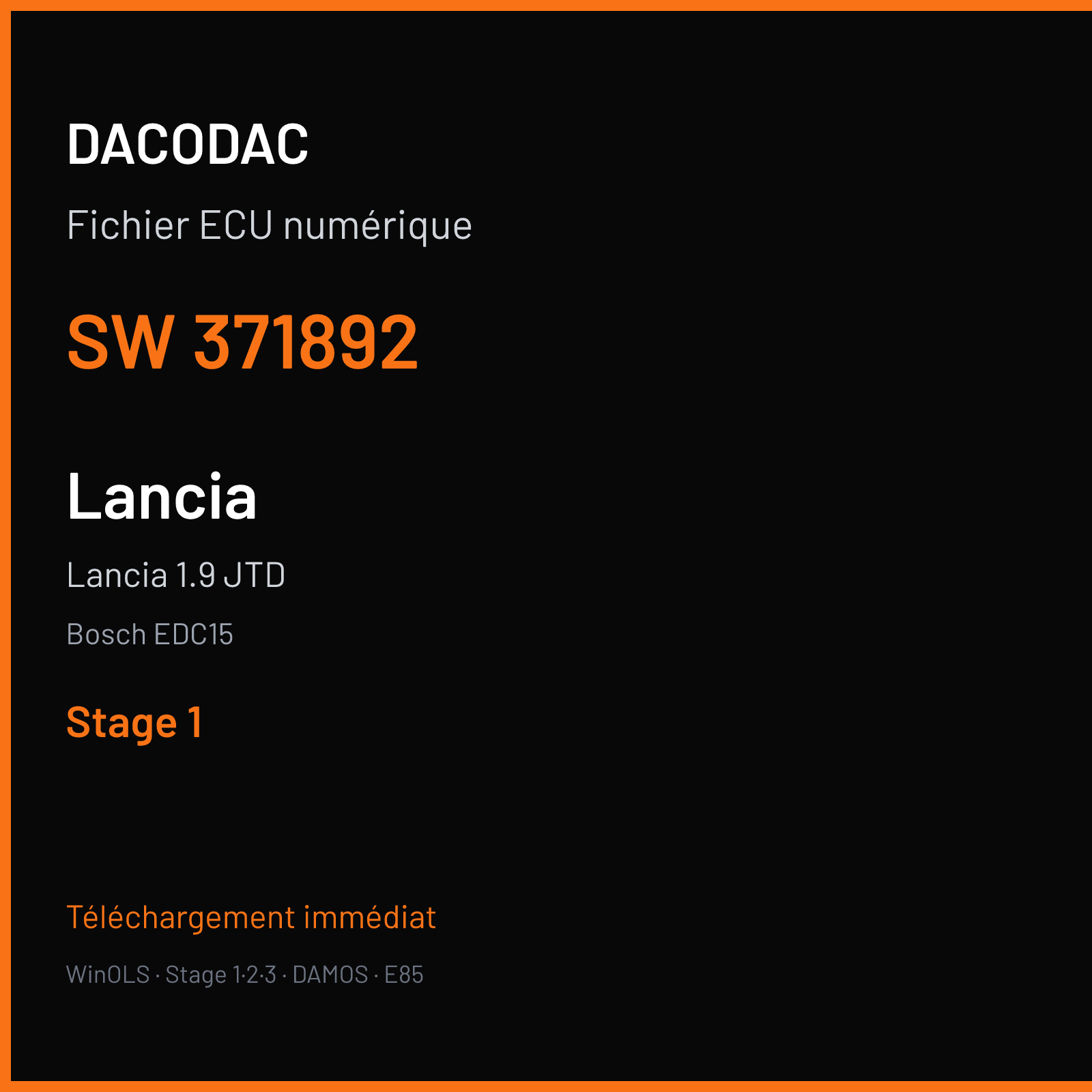 Lancia 1.9 JTD (2002) — Bosch EDC15 — 371892 — Stage 1