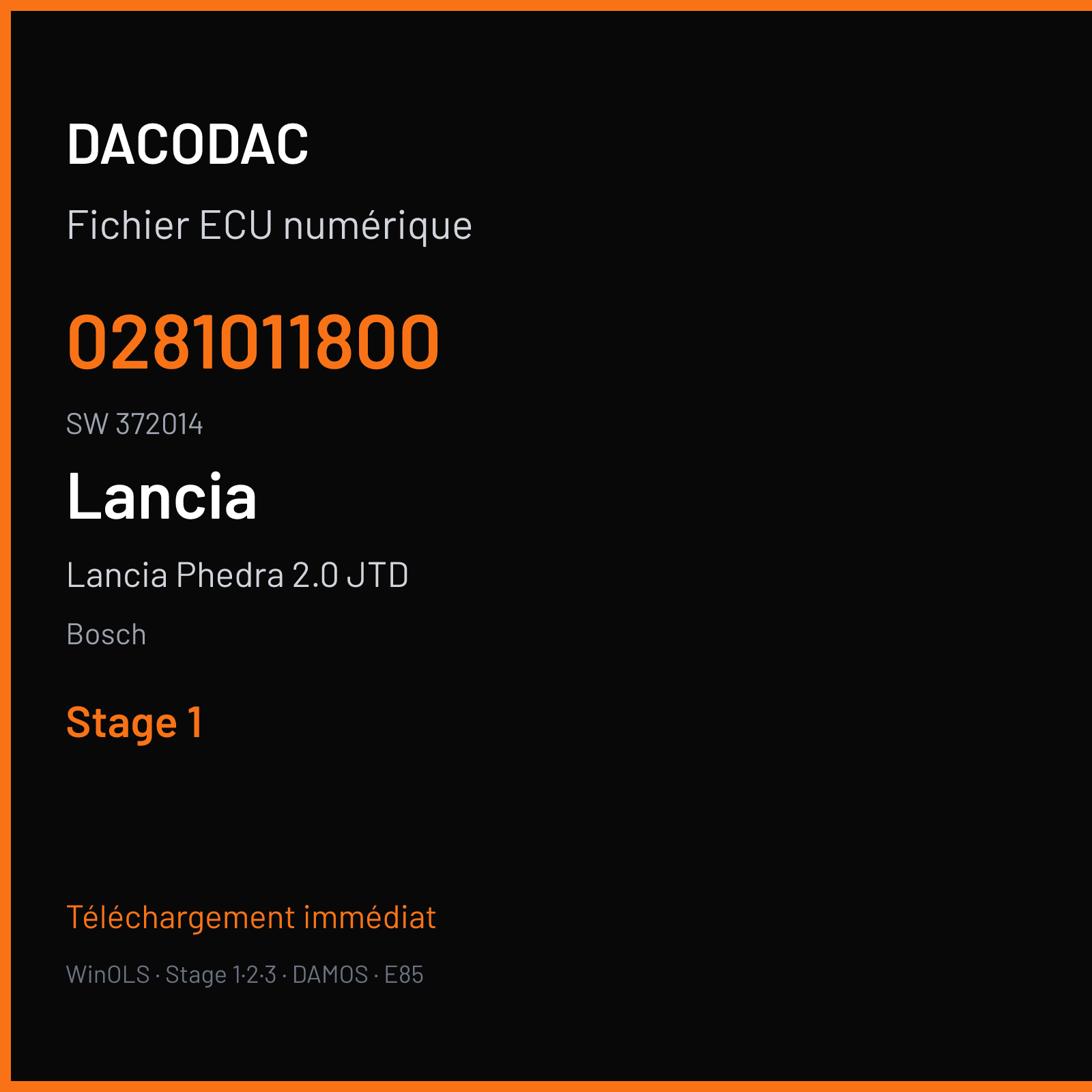 Lancia Phedra 2.0 JTD 110 ch (2005) — Bosch — 0281011800 · 372014 — Stage 1
