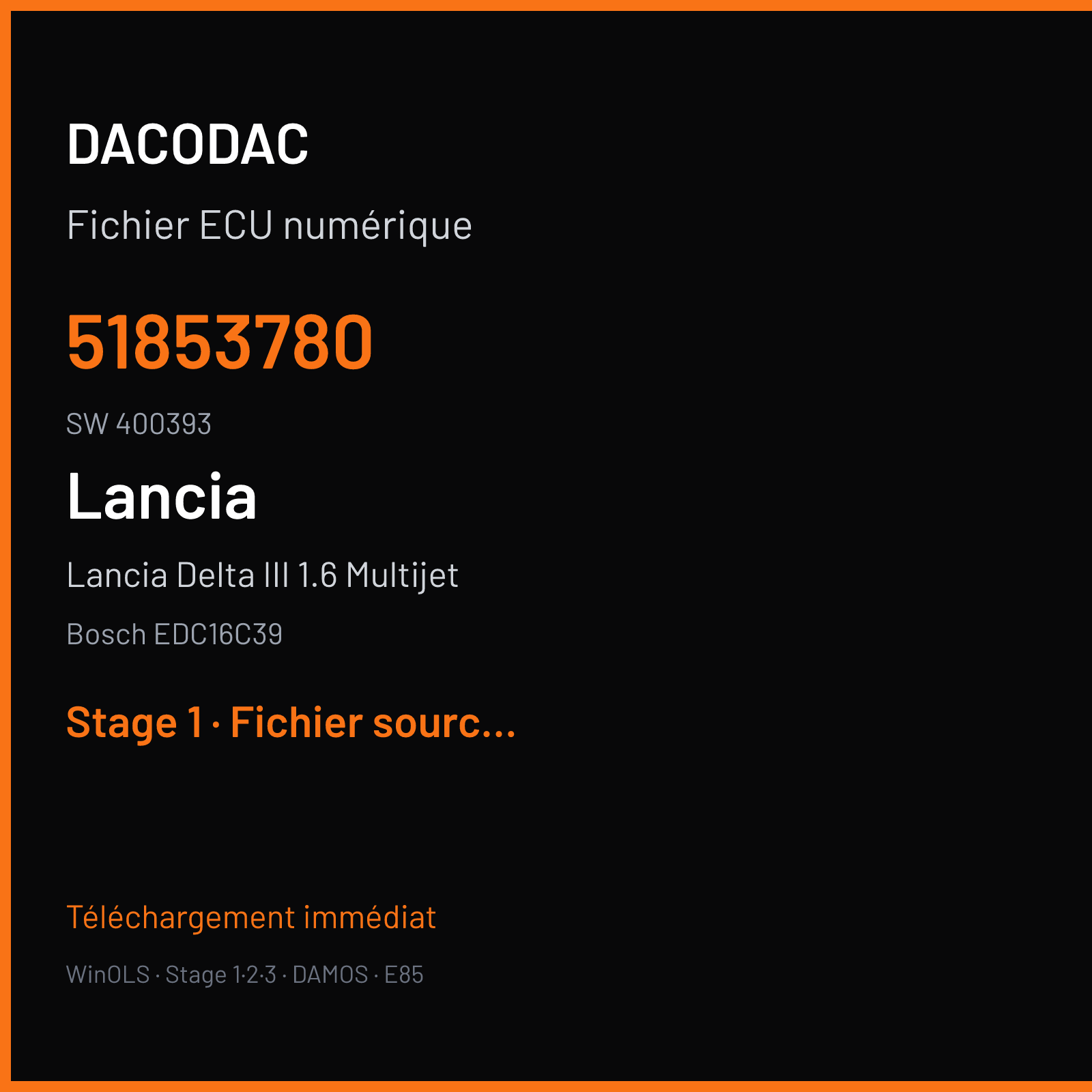 Lancia Delta III 1.6 Multijet (2009) — Bosch EDC16C39 — 51853780 · 400393 — Stage 1