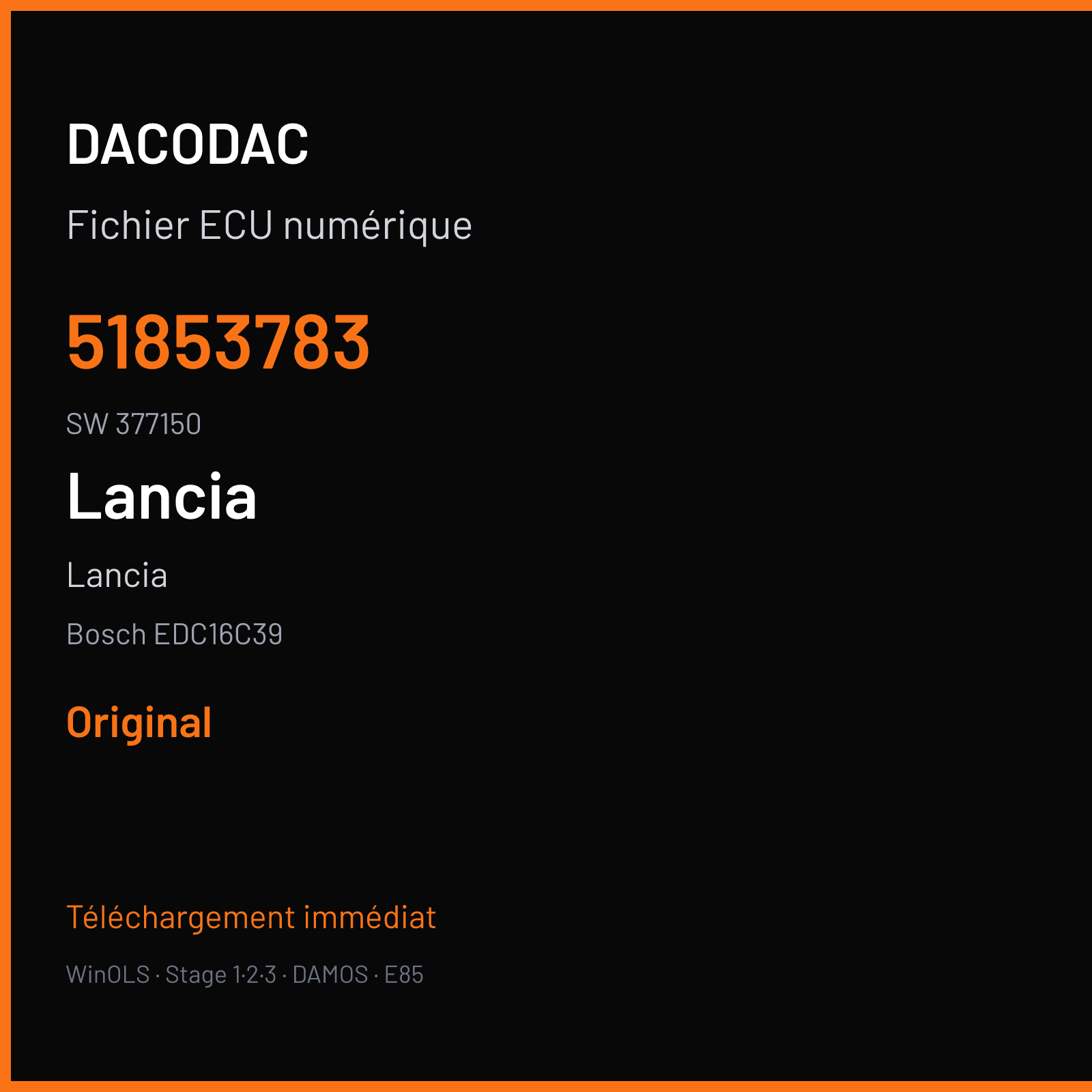 Lancia (2010) — Bosch EDC16C39 — 51853783 · 377150 — Original