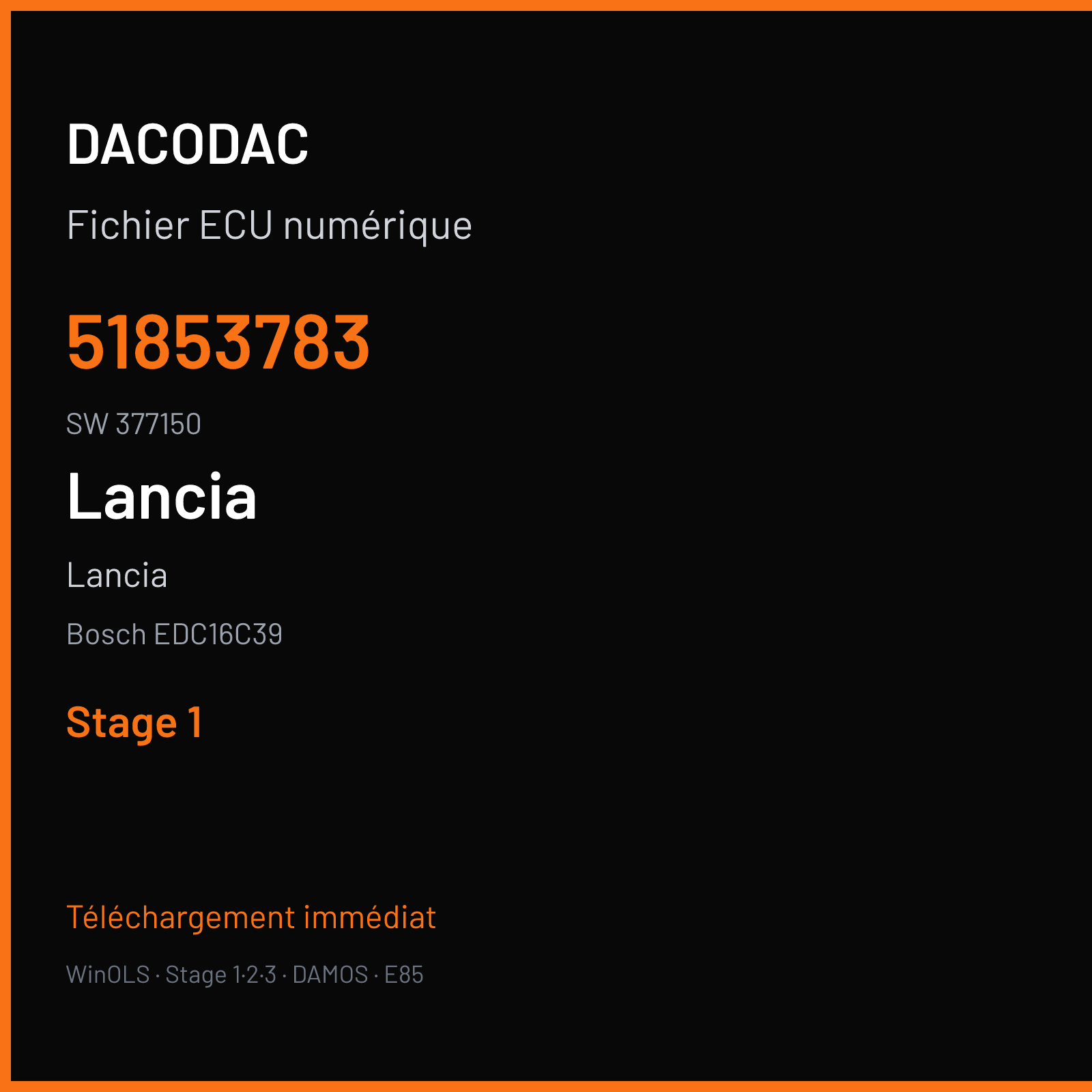 Lancia (2010) — Bosch EDC16C39 — 51853783 · 377150 — Stage 1