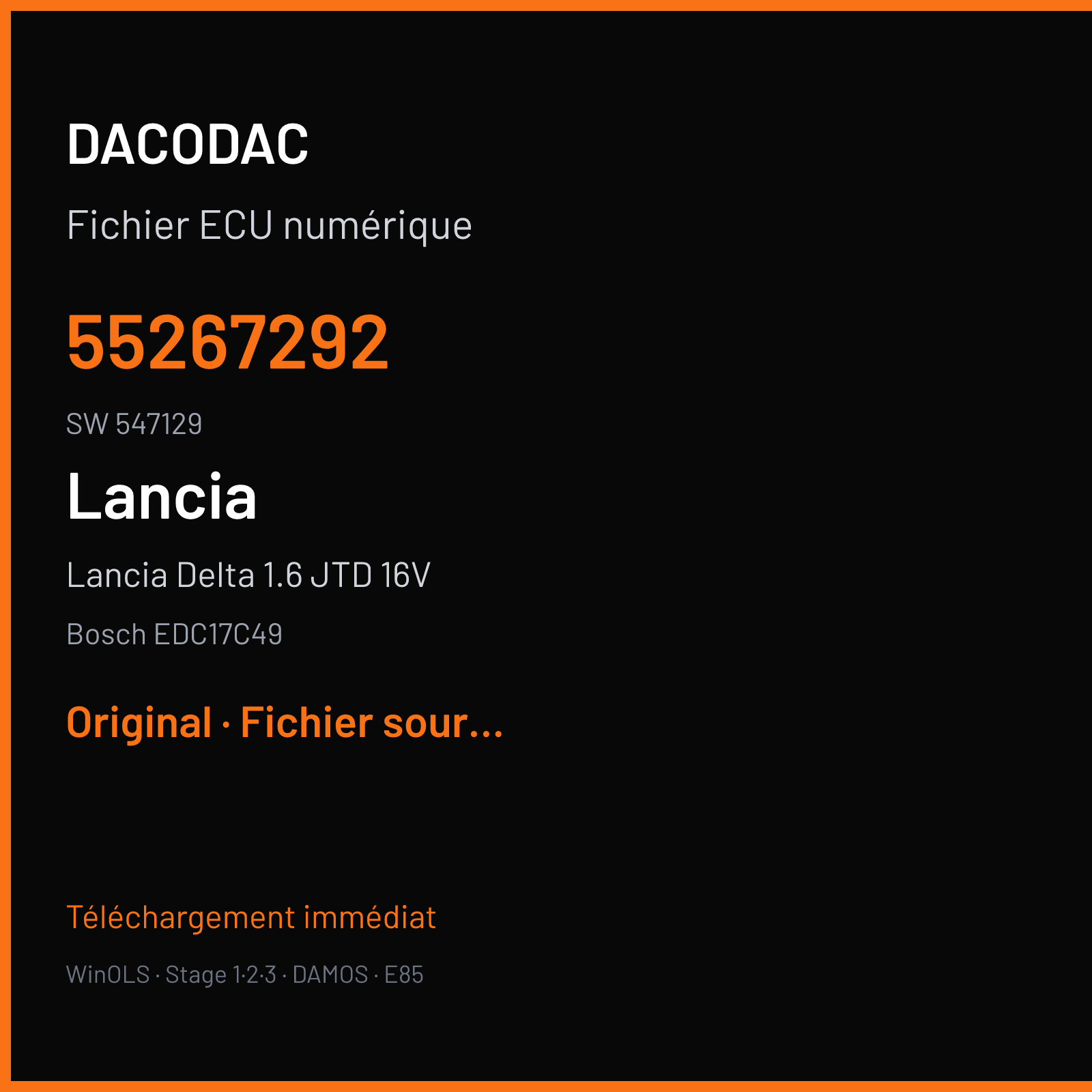 Lancia Delta 1.6 JTD 16V (2014) — Bosch EDC17C49 — 55267292 · 547129 — Original