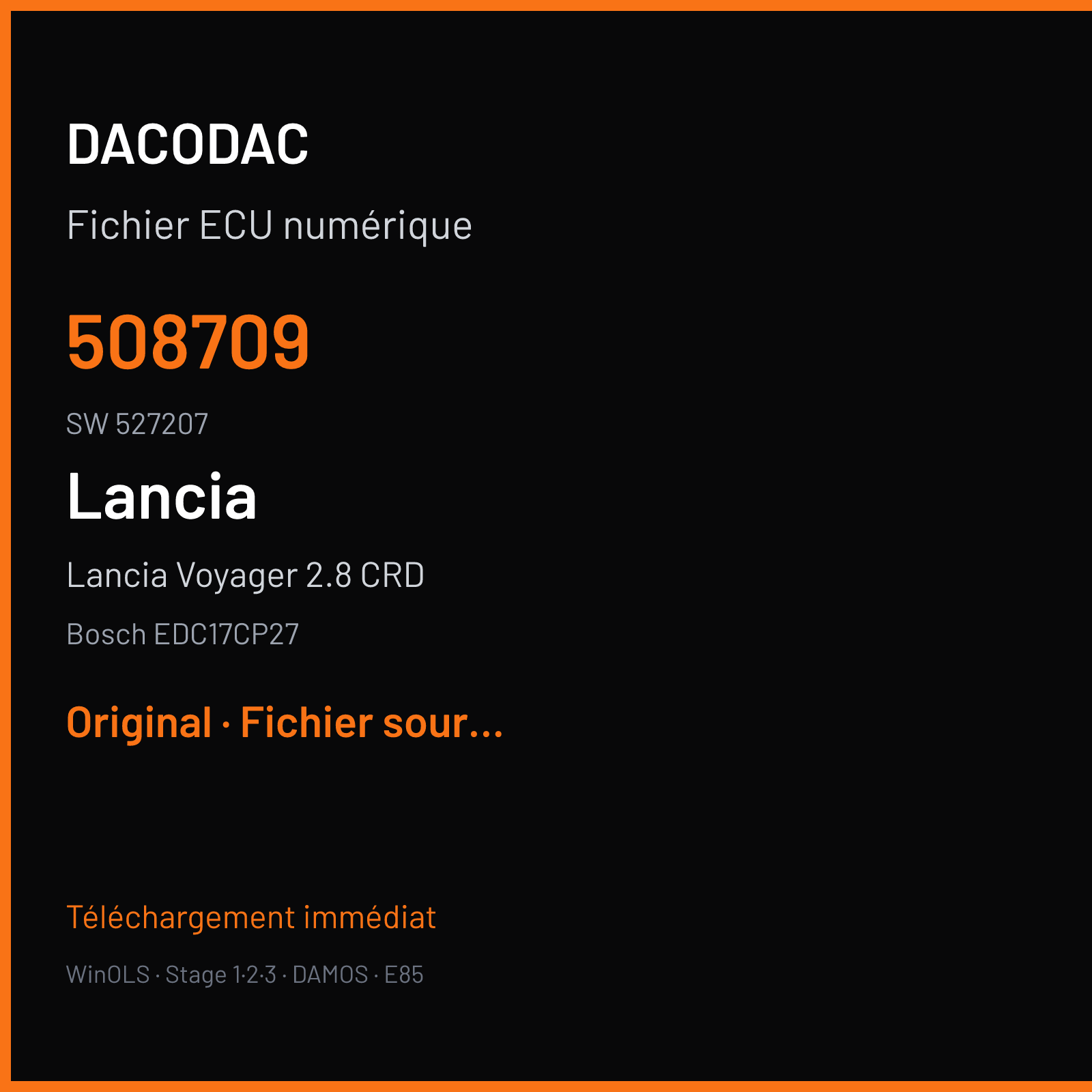 Lancia Voyager 2.8 CRD (2012) — Bosch EDC17CP27 — 508709 · 527207 — Original