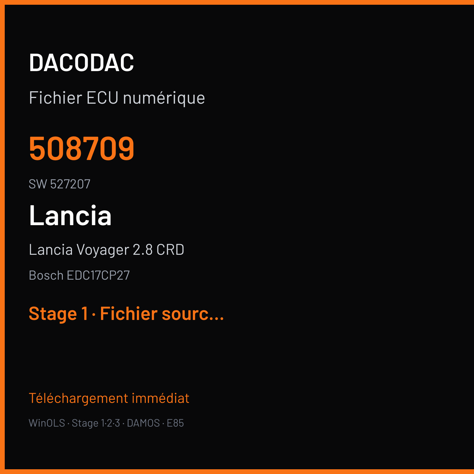 Lancia Voyager 2.8 CRD (2012) — Bosch EDC17CP27 — 508709 · 527207 — Stage 1