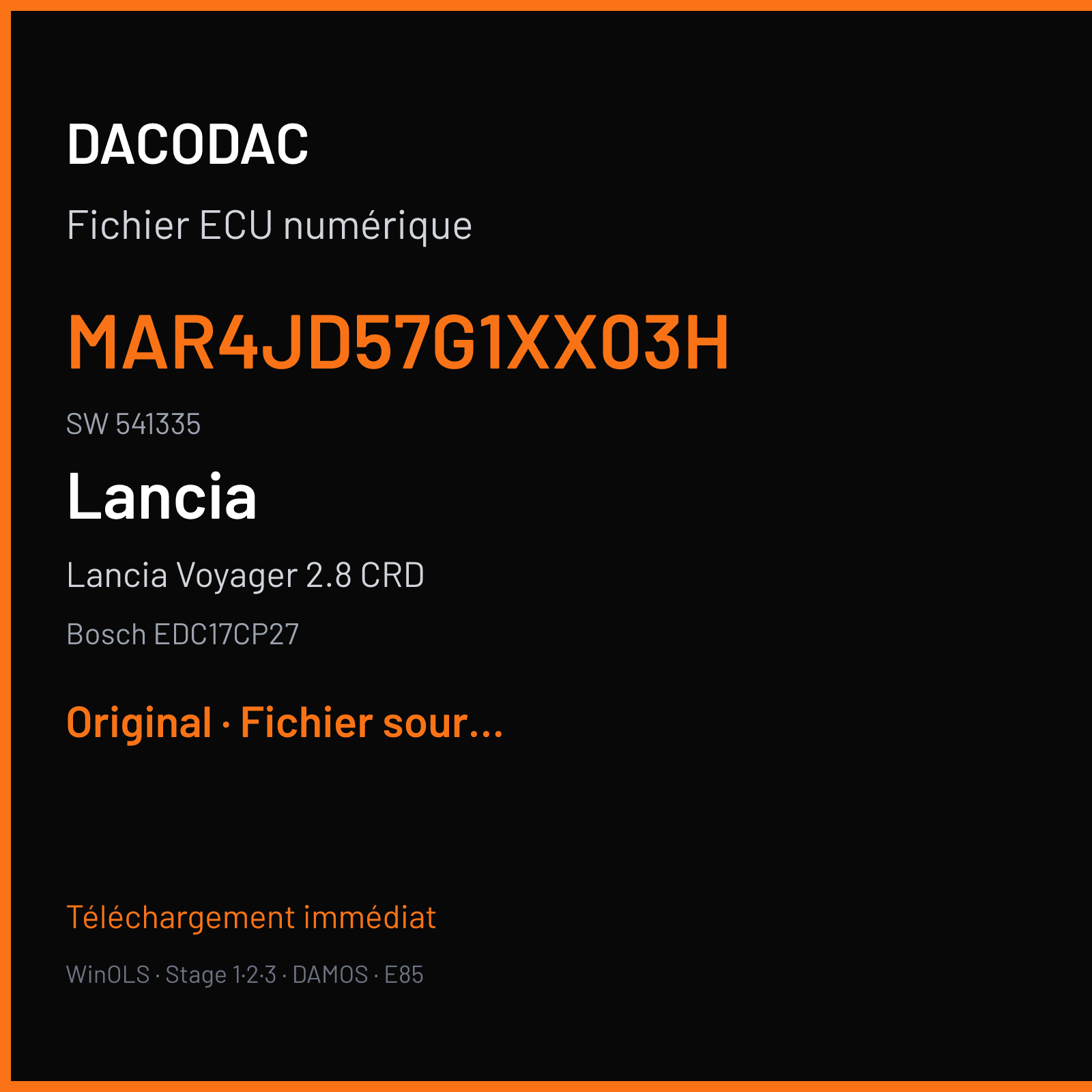 Lancia Voyager 2.8 CRD (2014) — Bosch EDC17CP27 — MAR4JD57G1XX03H · 541335 — Original