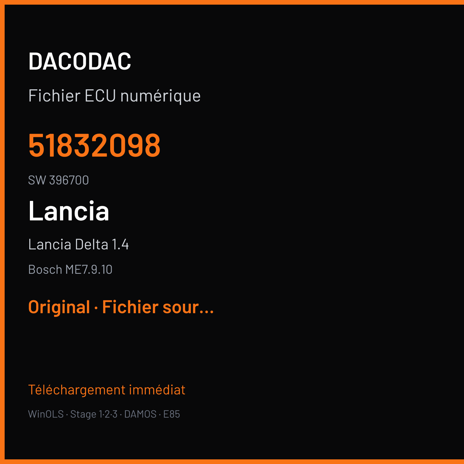 Lancia Delta 1.4 (2009) — Bosch ME7.9.10 — 51832098 · 396700 — Original