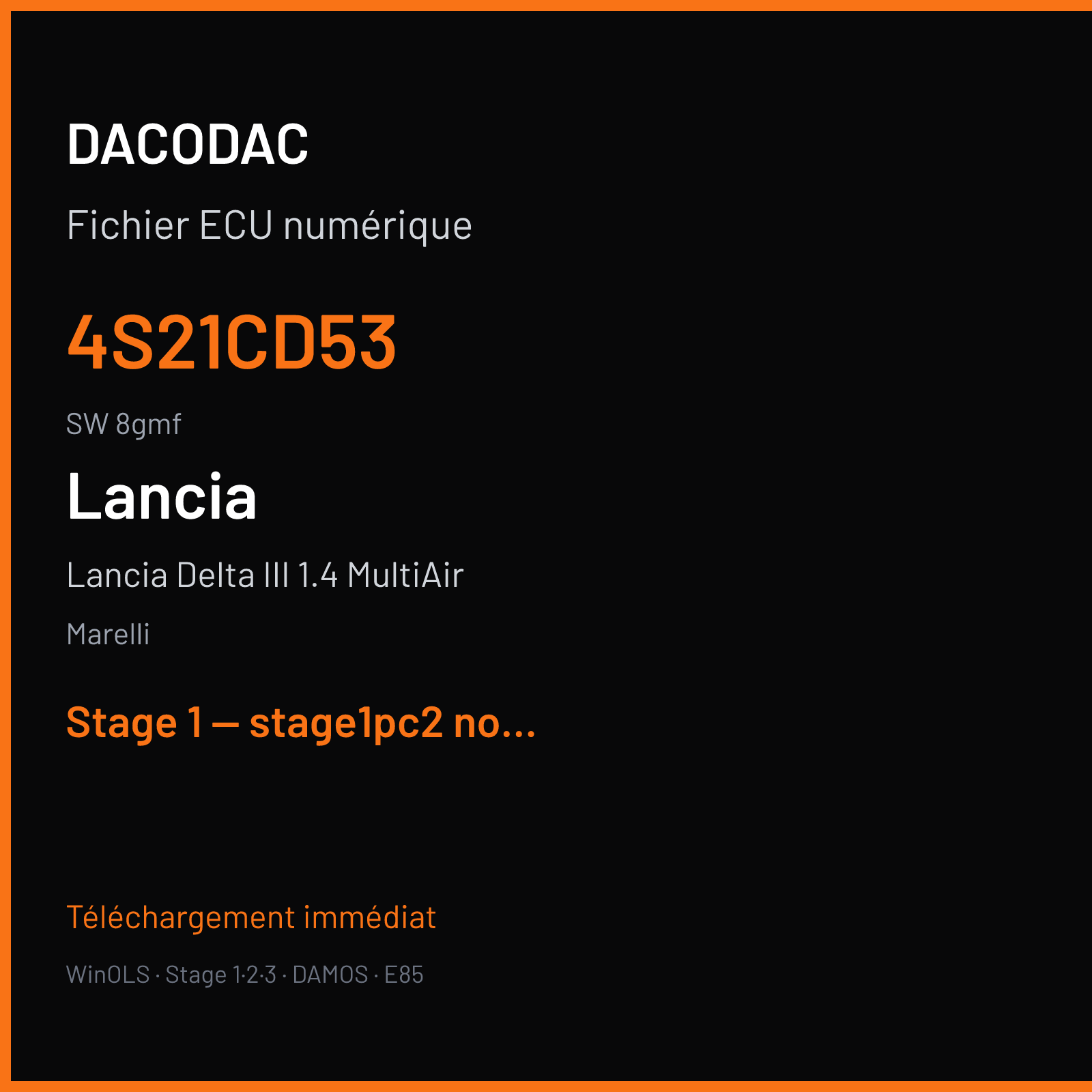 Lancia Delta III 1.4 MultiAir (2010) — Marelli — 4S21CD53 · 8gmf — Stage 1 — stage1pc2 no power gain