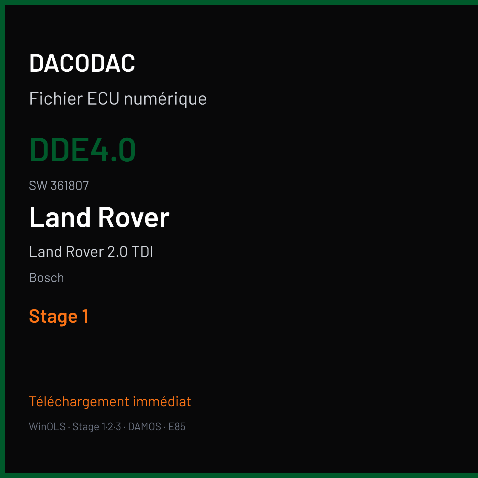 Land Rover 2.0 TDI — Bosch — DDE4.0 · 361807 — Stage 1