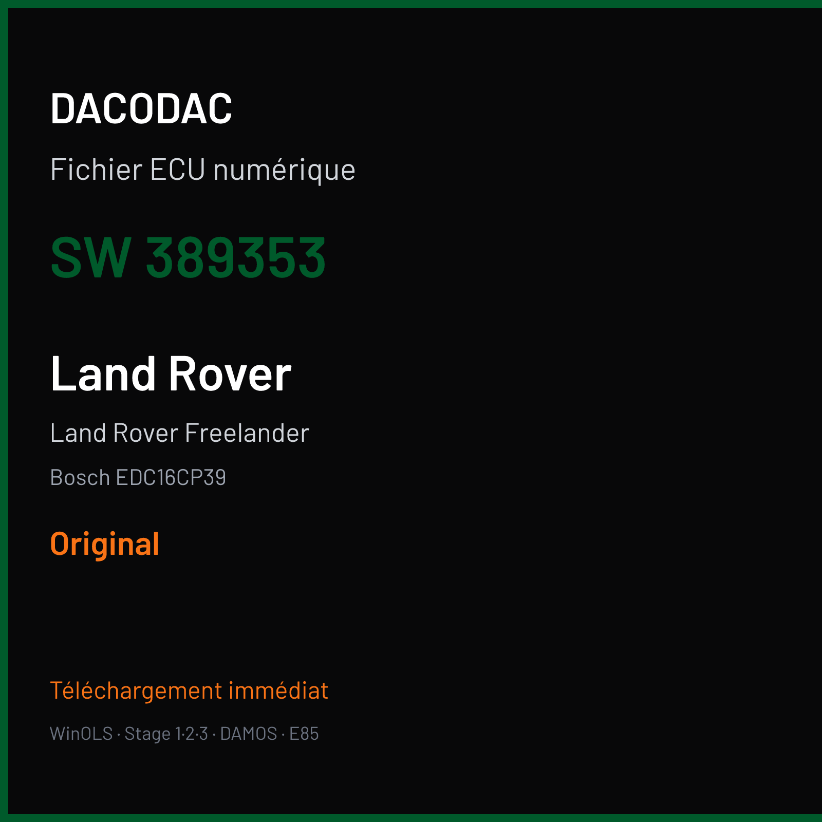 Land Rover Freelander (2007) — Bosch EDC16CP39 — 389353 — Original