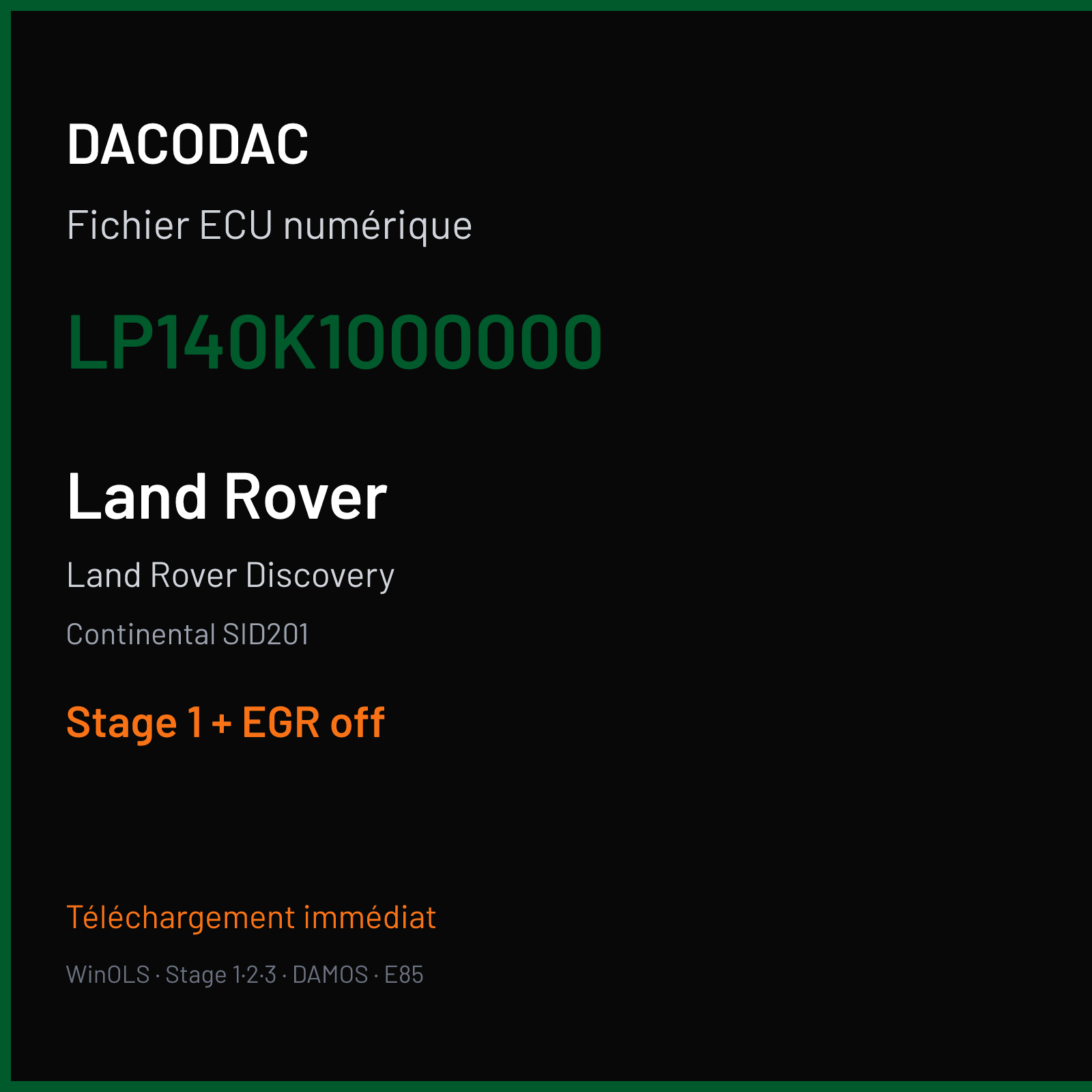 Land Rover Discovery — Continental SID201 — LP140K1000000 — Stage 1 + EGR off