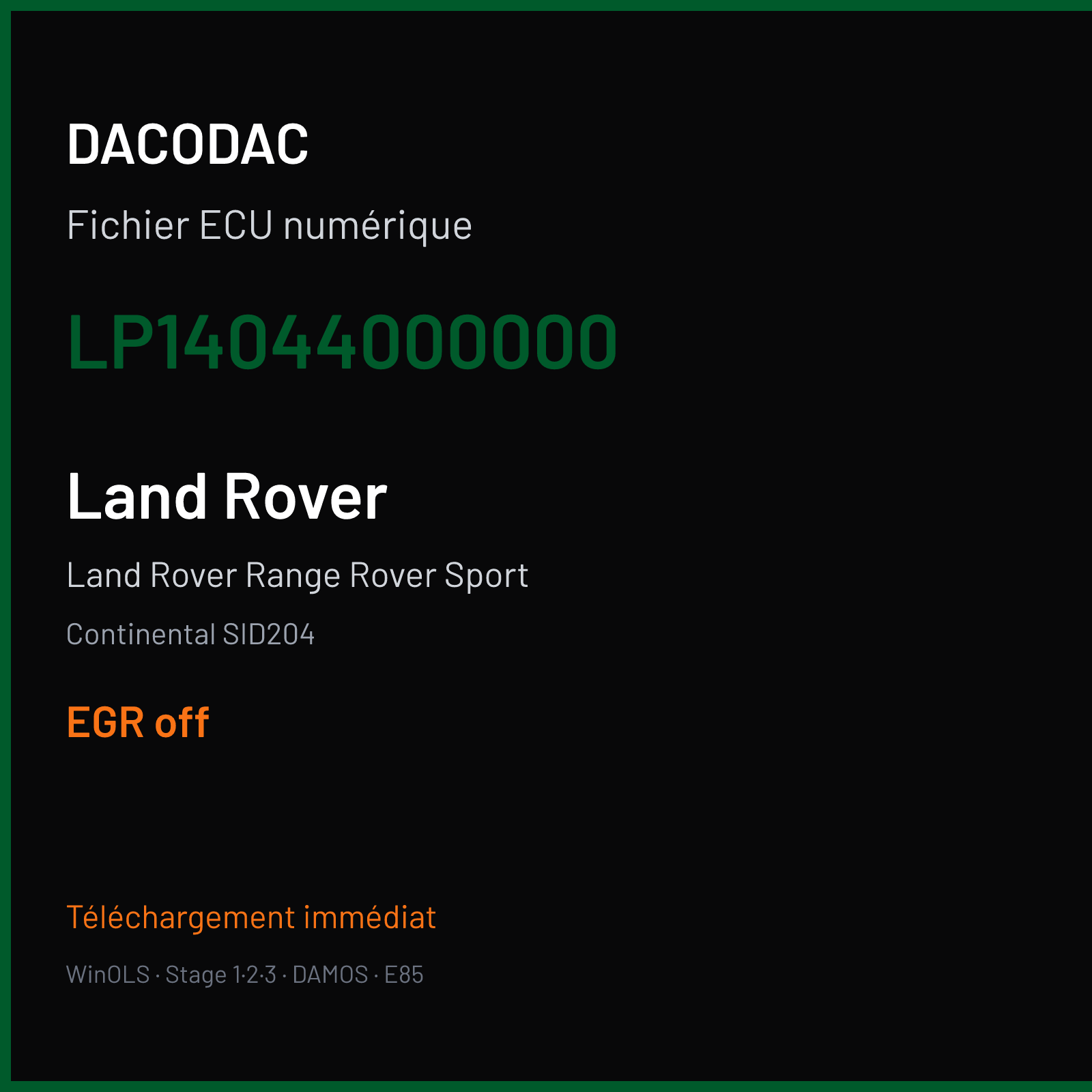 Land Rover Range Rover Sport (2007) — Continental SID204 — LP14044000000 — EGR off