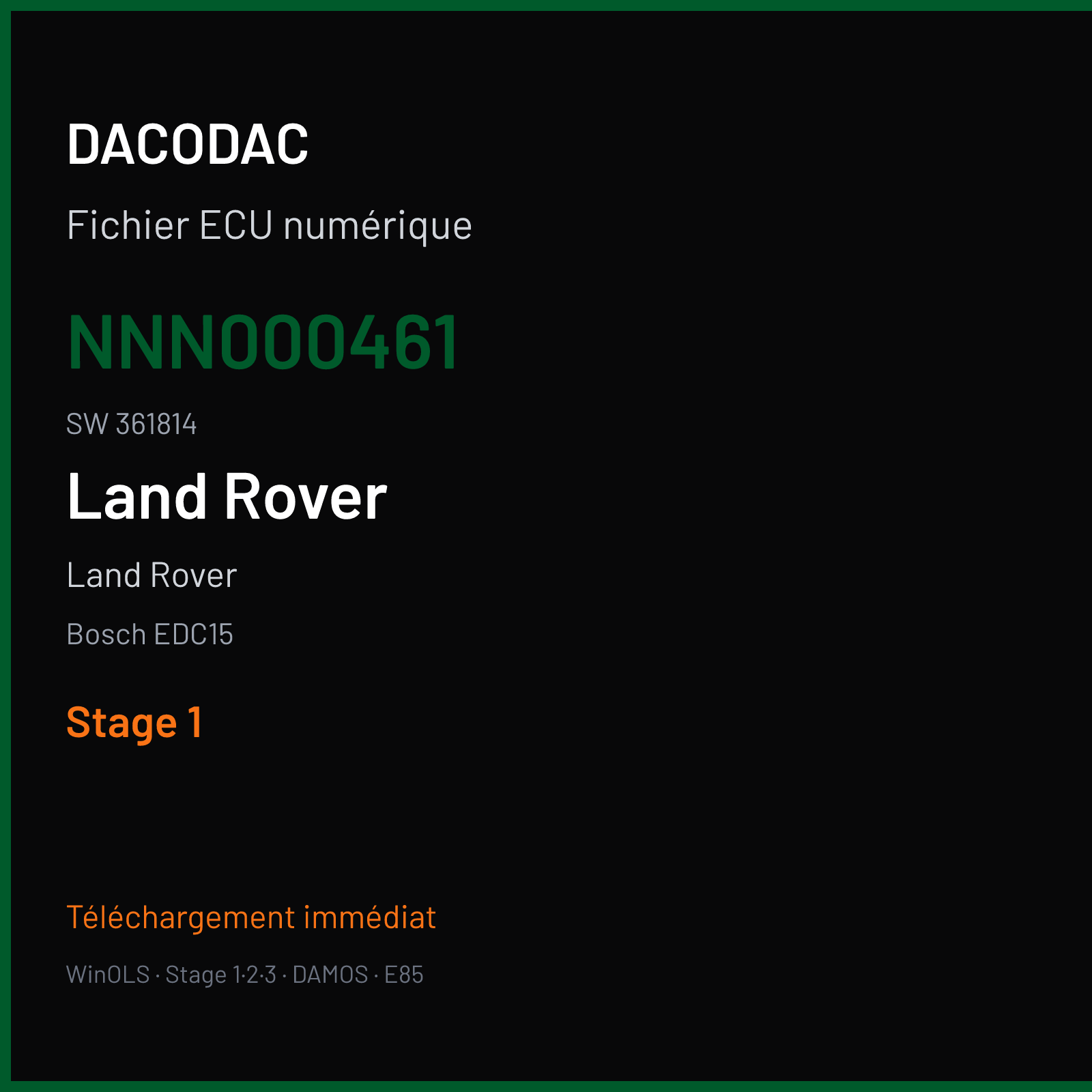 Land Rover (2005) — Bosch EDC15 — NNN000461 · 361814 — Stage 1