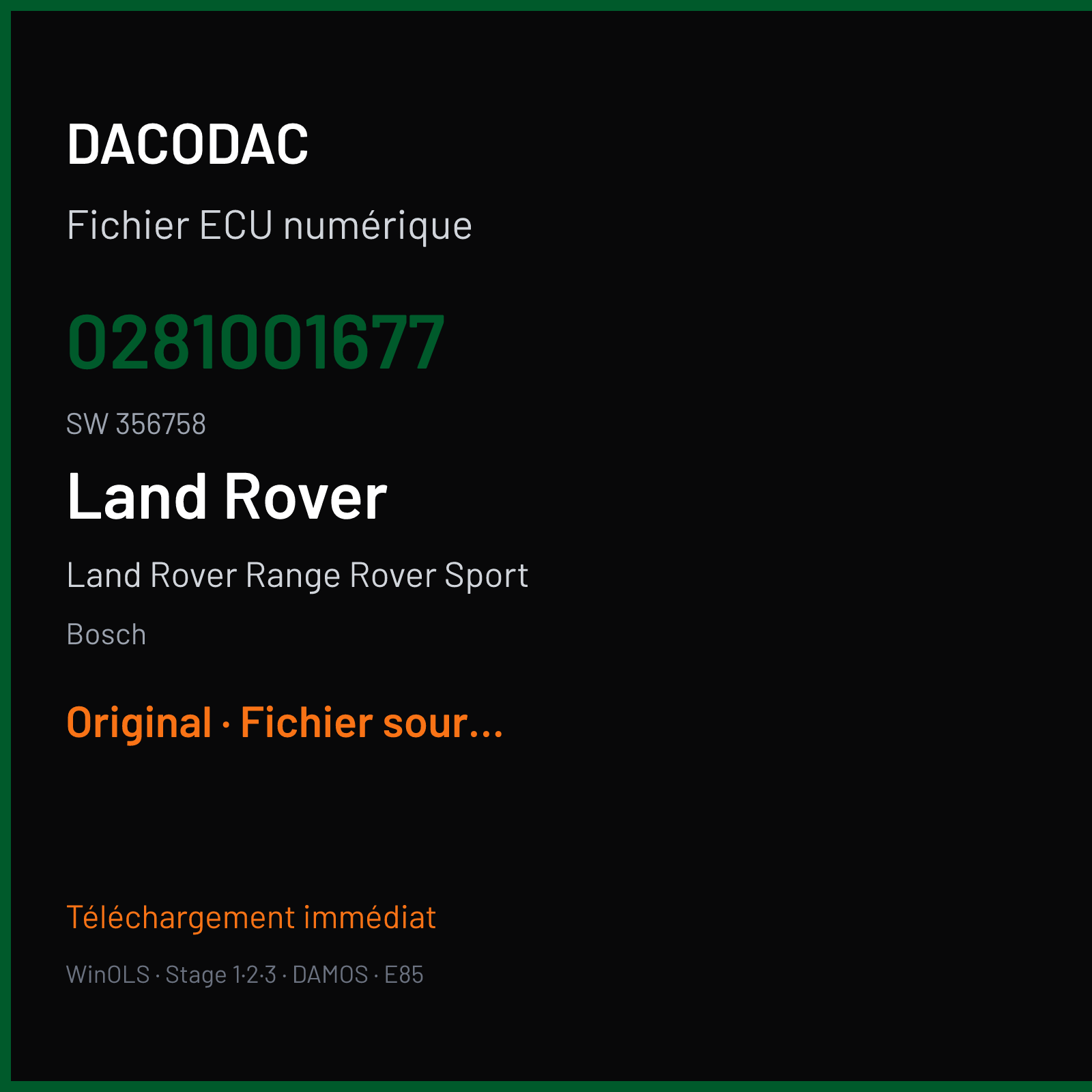 Land Rover Range Rover Sport (1998) — Bosch — 0281001677 · 356758 — Original