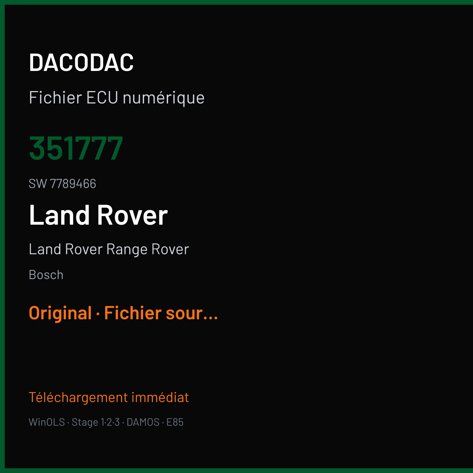 Land Rover Range Rover — Bosch — 351777 · 7789466 — Original