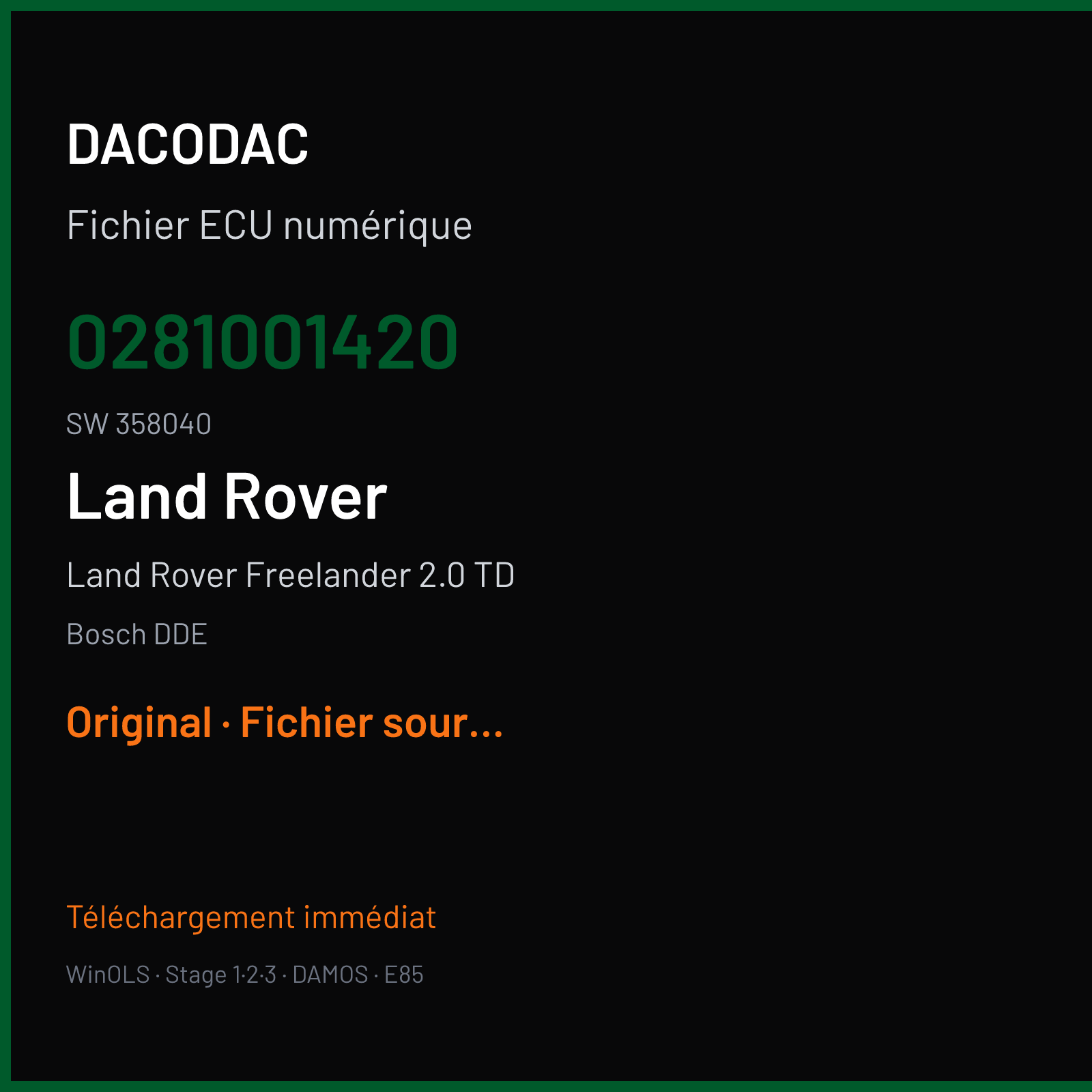 Land Rover Freelander 2.0 TD (1998) — Bosch DDE — 0281001420 · 358040 — Original