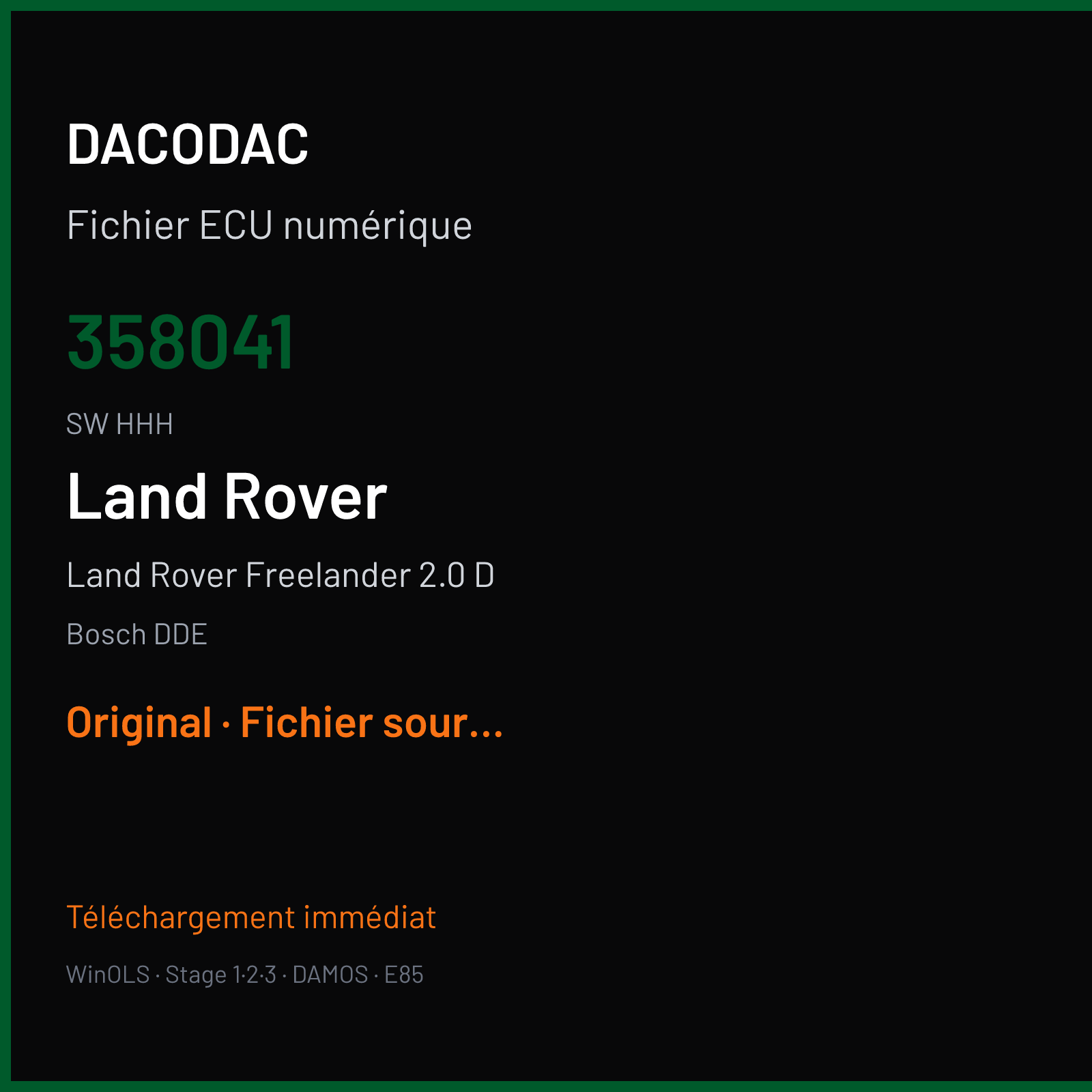 Land Rover Freelander 2.0 D (1997) — Bosch DDE — 358041 · HHH — Original
