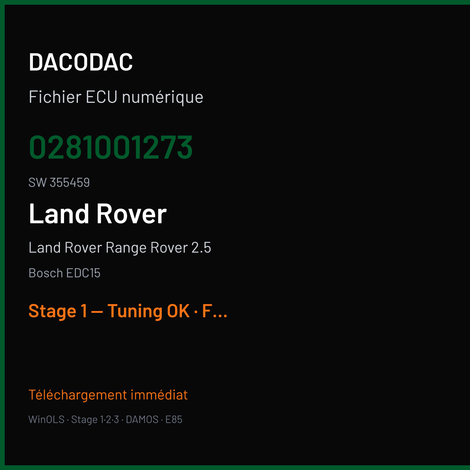 Land Rover Range Rover 2.5 (1996) — Bosch EDC15 — 0281001273 · 355459 — Stage 1 — Tuning OK